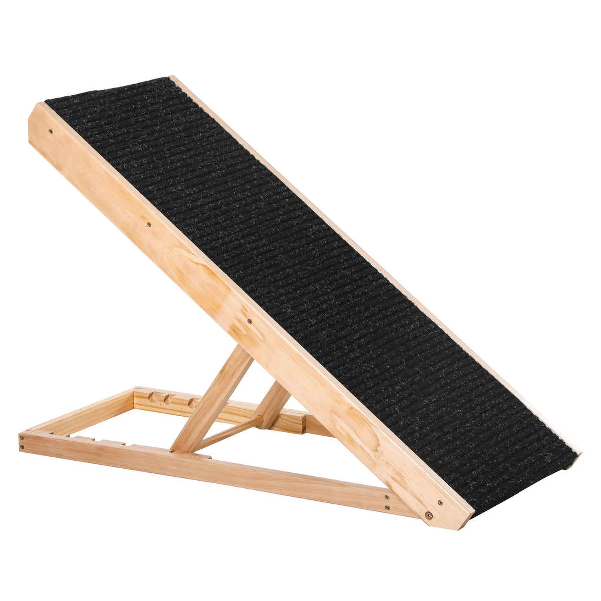 Dog Ramp, Foldable Pet Ramp with 4 Adjustable Heights, Non-Slip Finish for Medium and Large Pets, Wooden Dog Ladder for Sofa, Bed, Car, Black
