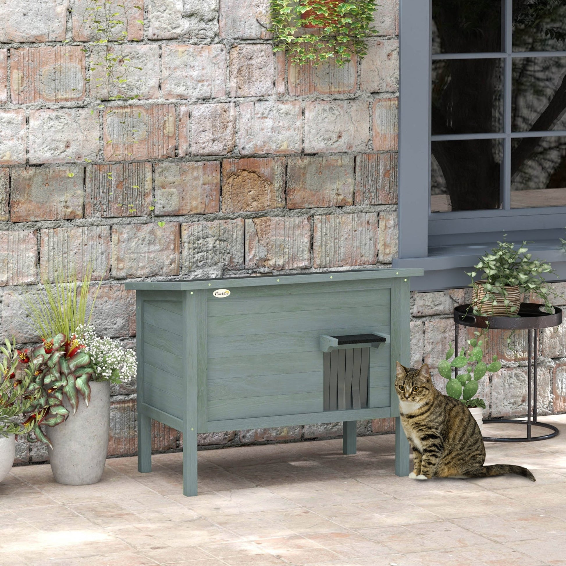 Outdoor Cat House, Feral Insulate Wooden Kitten House with Removable Floor, Water-Resistant Openable Roof, 85 x 50 x 68.5cm - Charcoal Grey