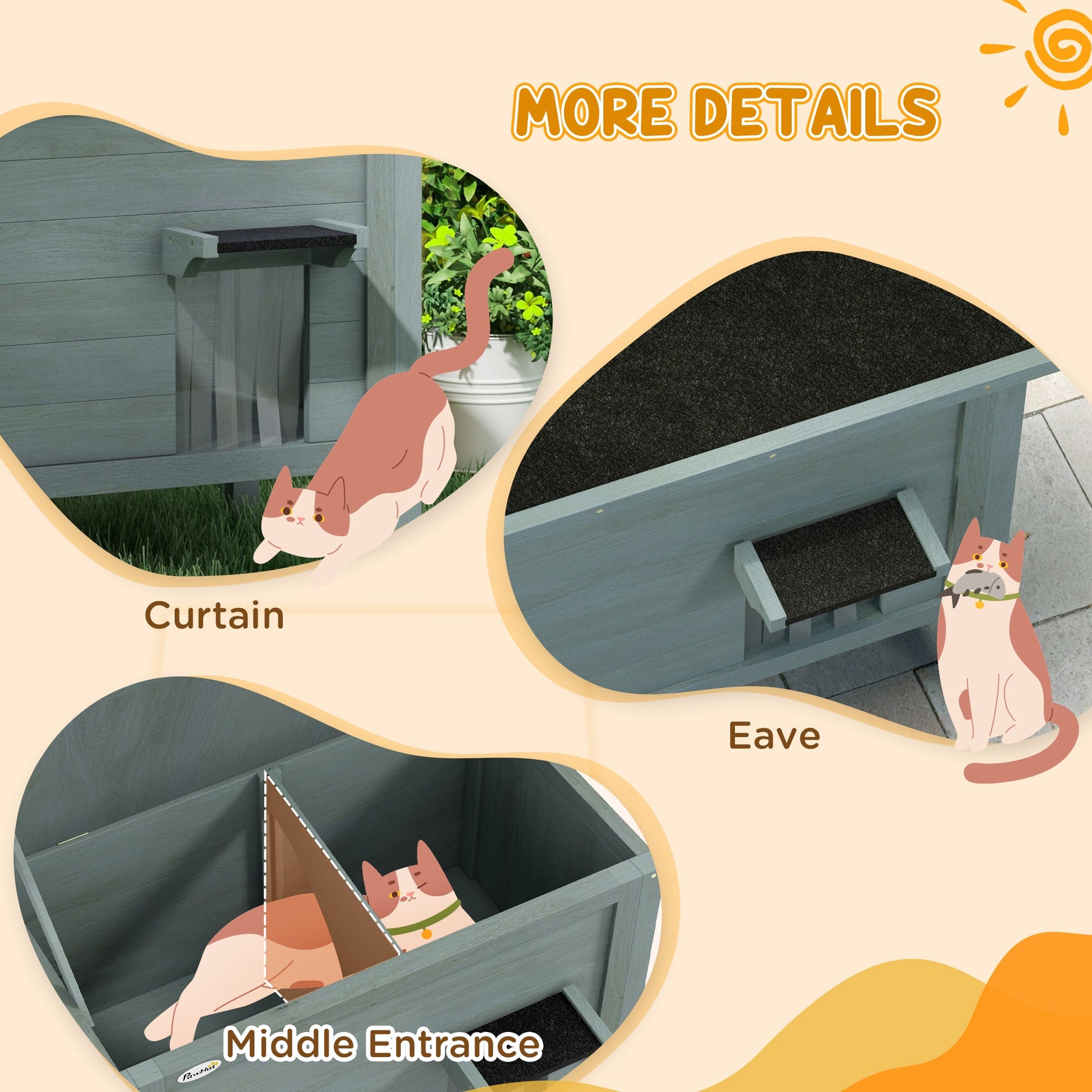 Outdoor Cat House, Feral Insulate Wooden Kitten House with Removable Floor, Water-Resistant Openable Roof, 85 x 50 x 68.5cm - Charcoal Grey