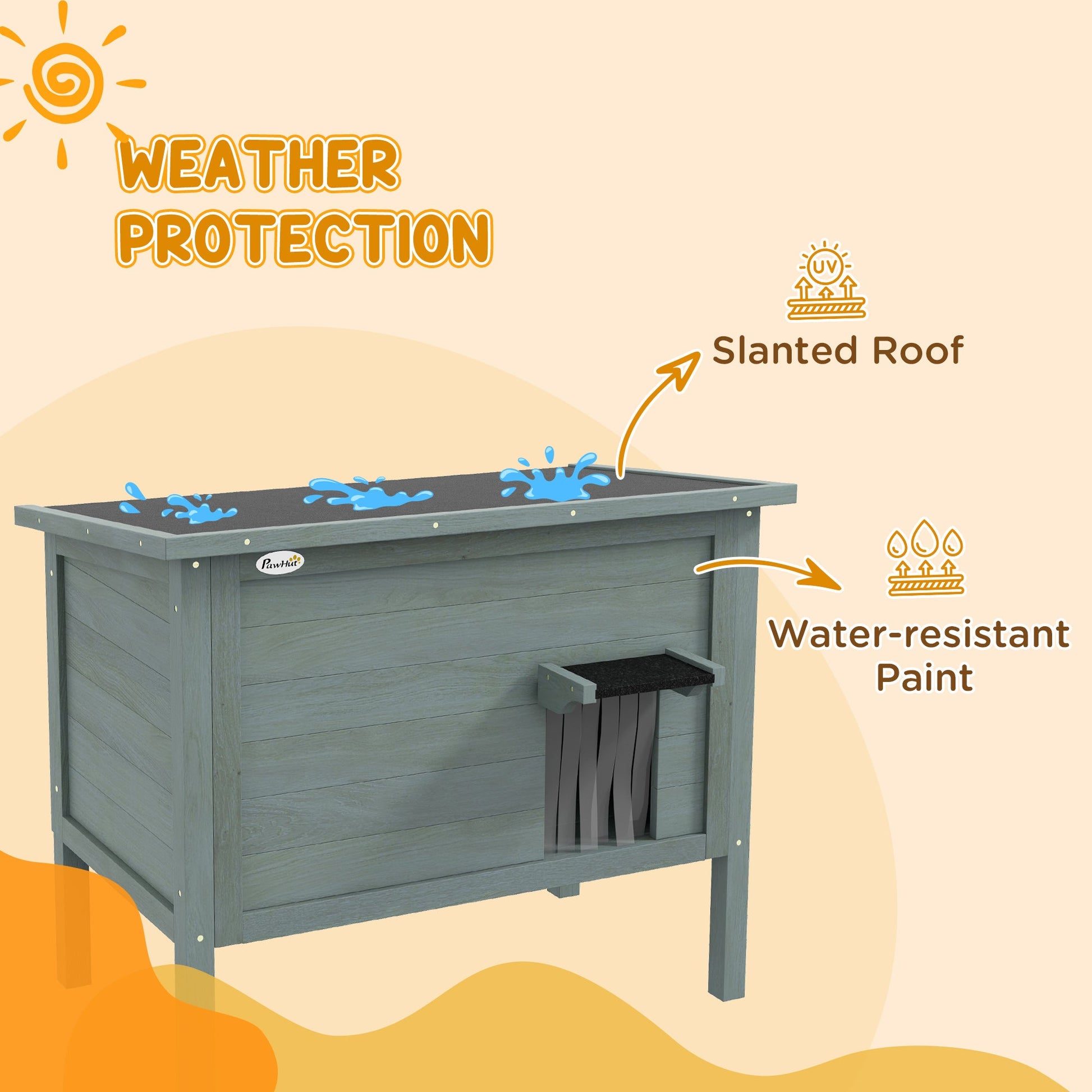 Outdoor Cat House, Feral Insulate Wooden Kitten House with Removable Floor, Water-Resistant Openable Roof, 85 x 50 x 68.5cm - Charcoal Grey