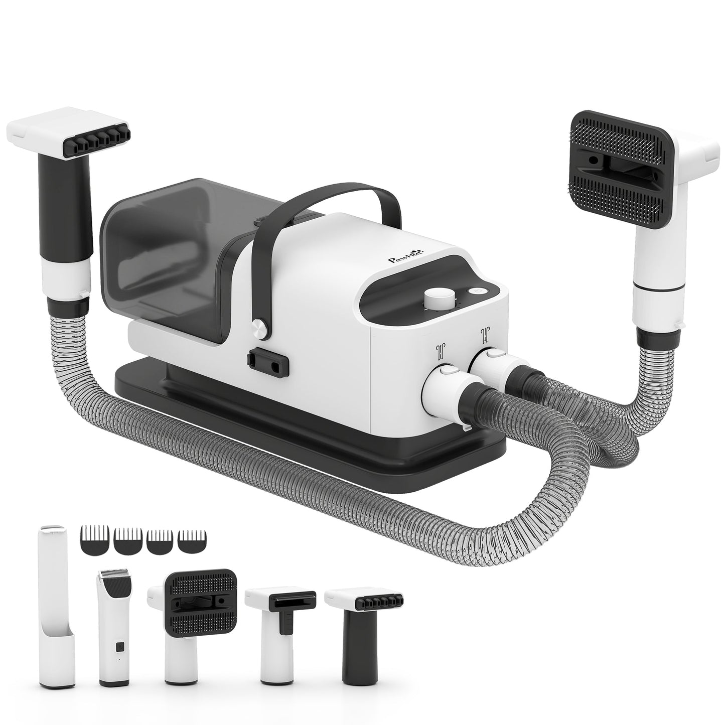 Dog Grooming Vacuum & Dryer Kit, 5 in 1 Dog Hair Dryer with Clippers for Thick Short Long Hair Shedding Brush, 12000 Pa Suction Power Vacuum, 4 Modes Blow Temperature
