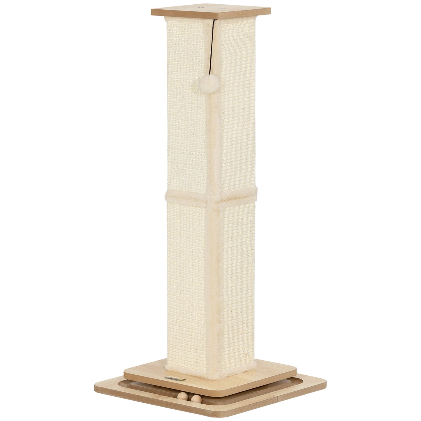 Cat Scratching Post, 87cm Cat Scratcher with Sisal Scratching Post, Track Ball Toy, Hanging Ball, 3 in 1 Cat Scratcher Post for Indoor Kittens