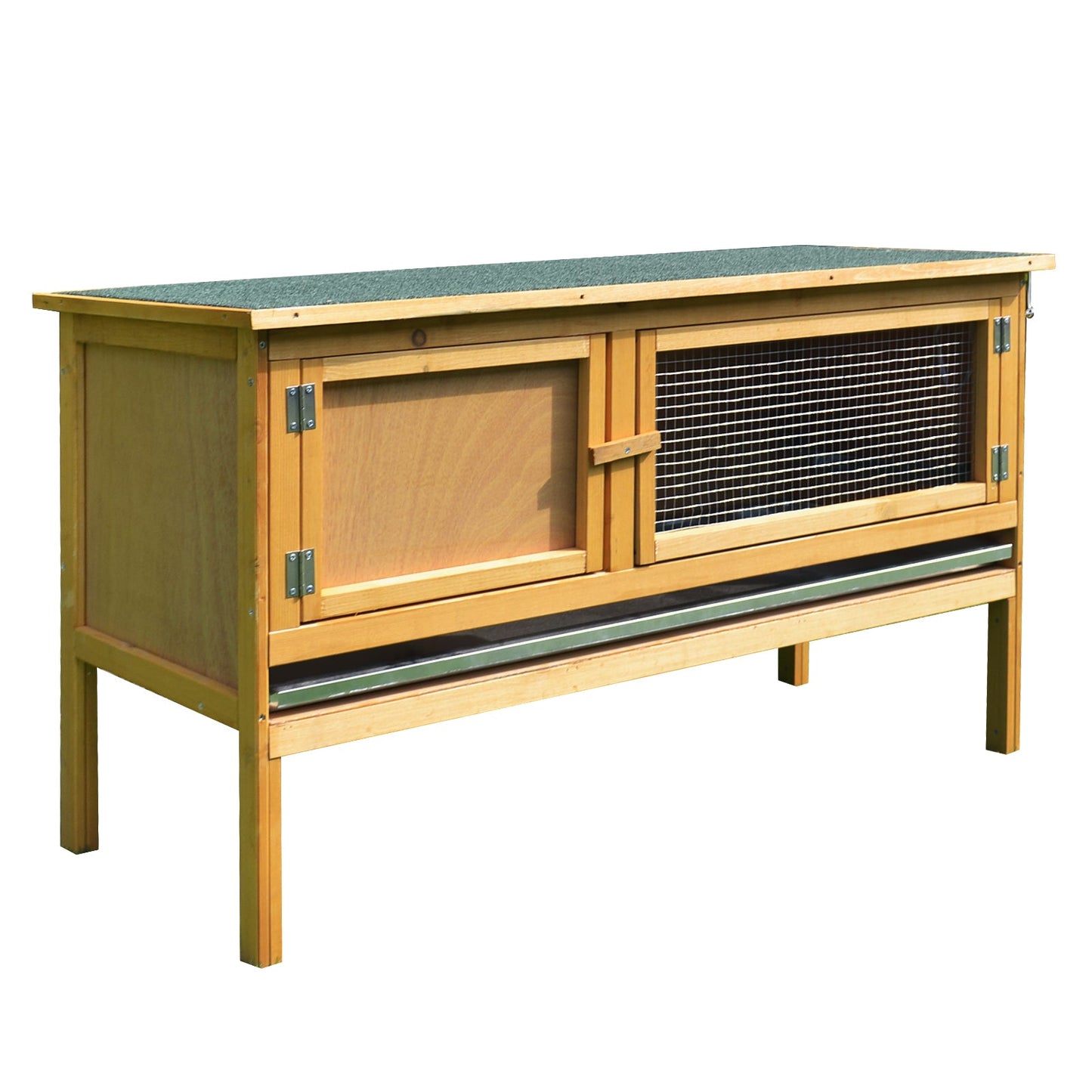 Rabbit Hutch Outdoor Guinea Pig Hutch House Small Animal Bunny Cage w/ Openable Roof, 115 x 44 x 65 cm