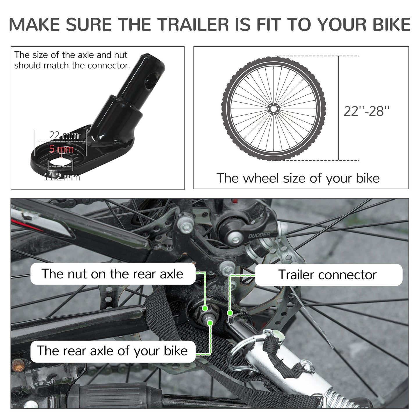 Dog Bike Trailer Dog Stroller 2 in 1 Foldable with Aluminium Frame, Quick-Release Wheels, Safety Leash, Anti-Slip Mat, Hitch Coupler, Reflectors, Flag, for Medium Dogs - Green