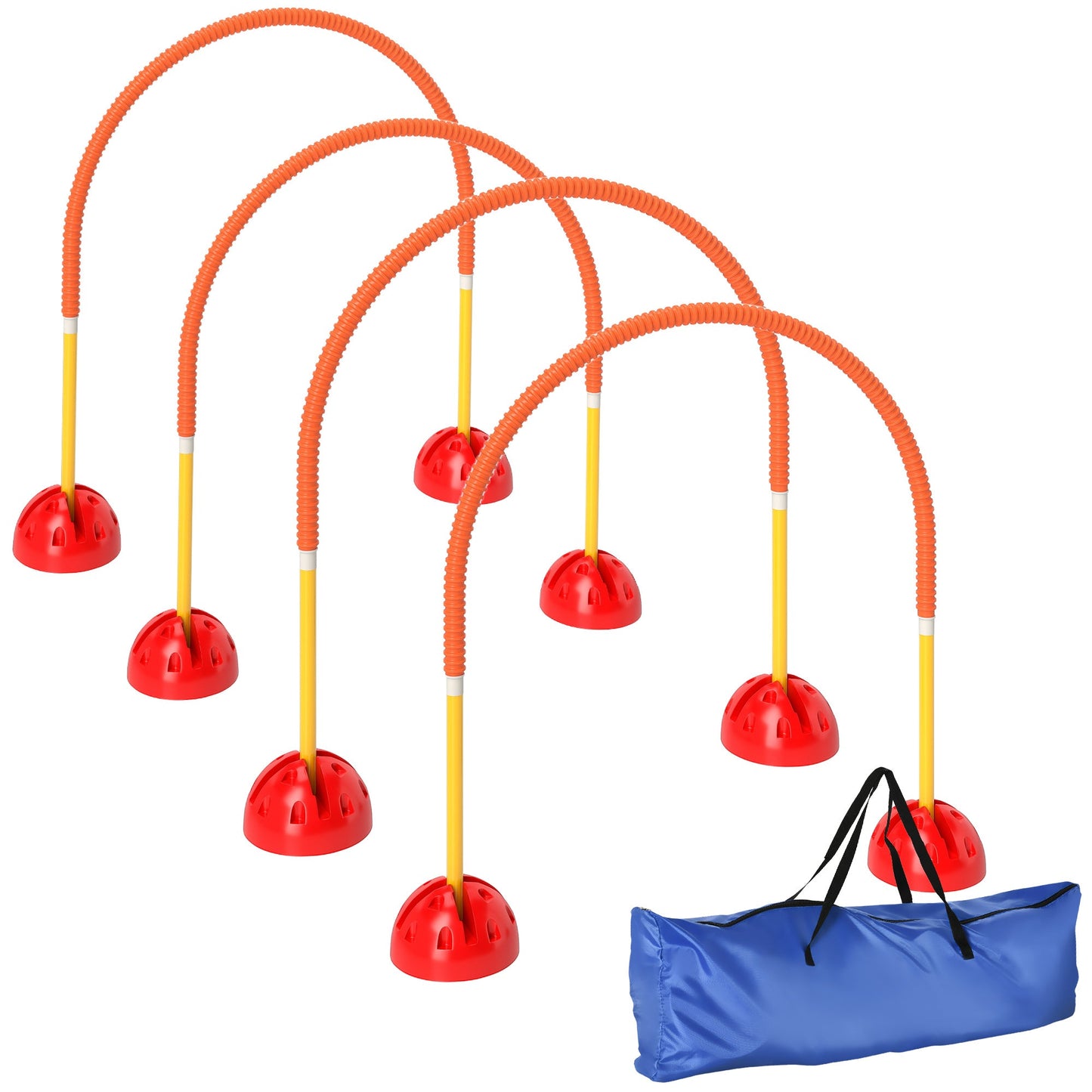 4 Piece Dog Agility Training Equipment with 4 Adjustable Width Doors, Carry Bag, Easy to Assemble, Dog Obstacle Course for Garden, Orange