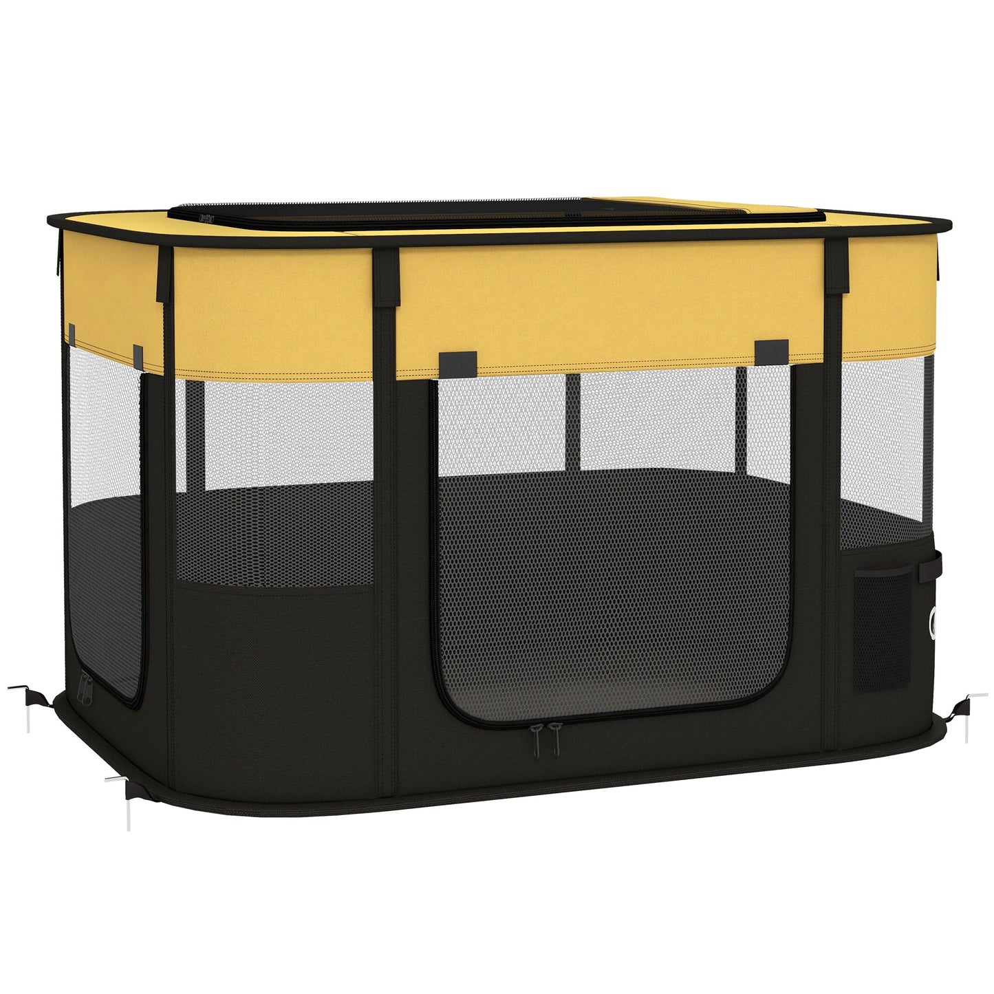 Dog Pen, Pet Playpen, Portable Foldable Dog Cat Playpen Soft Pet Cage with Storage Bag for Puppies, Rabbits, Kittens, Guinea Pigs, 84 x 64 x 53cm - Yellow