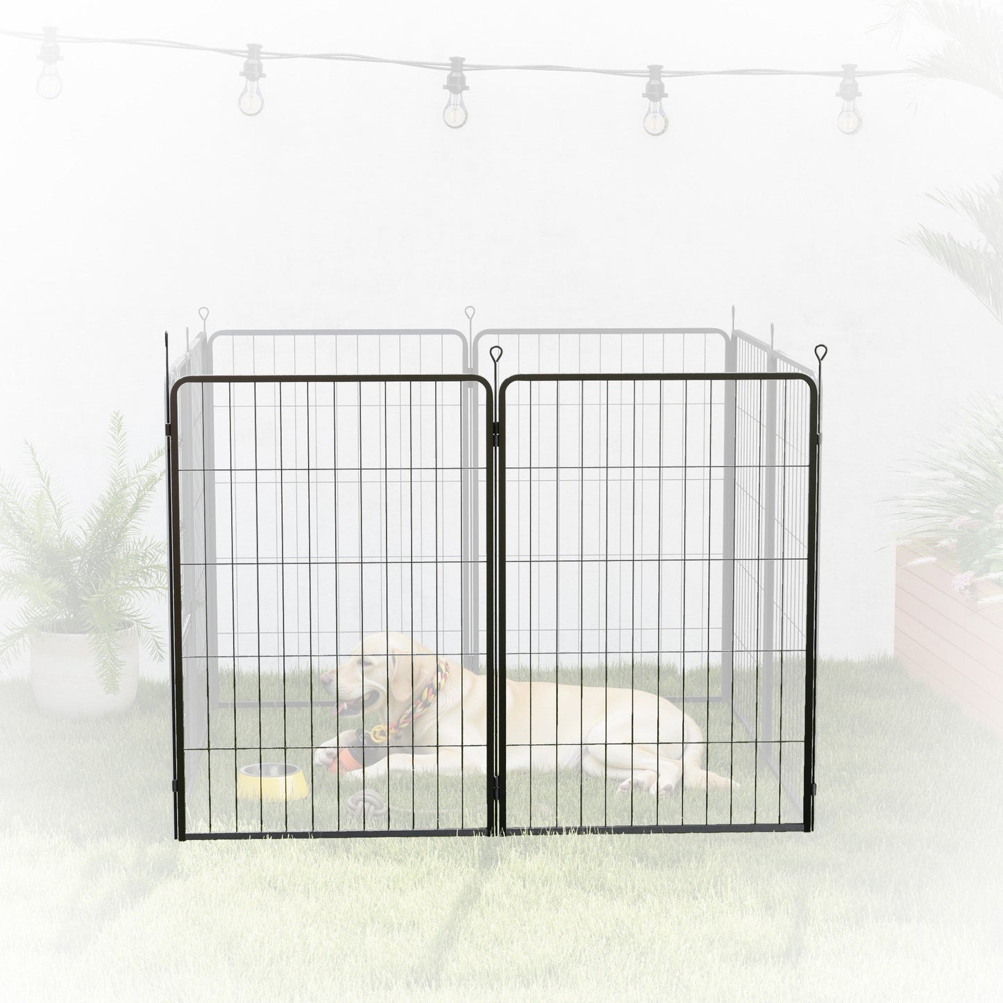 Dog Pen, 2 Panel Puppy Pen, Portable, Detachable, For Large Dogs, 100cm Tall, Black