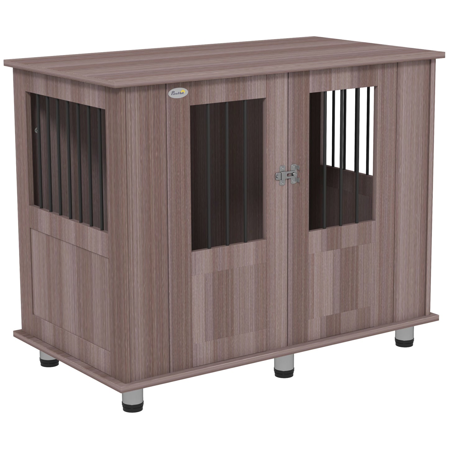 Dog Crate Furniture End Table, Pet Kennel for Medium Large Dogs with Magnetic Door Indoor Animal Cage, Purple, 95 x 55 x 75 cm