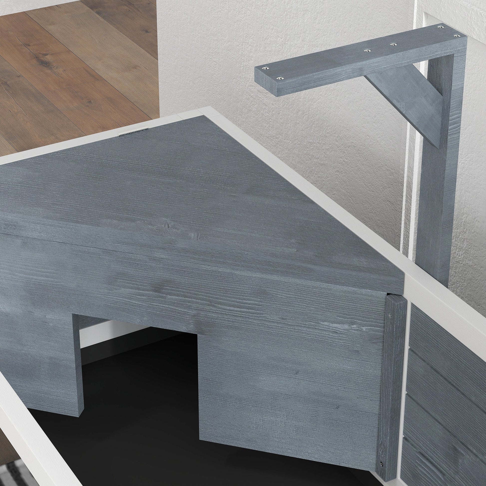 Wooden Tortoise House with Storage Shelf, Tortoise Enclosure Habitat with Clear Windows, Lamp Holder, Openable Top, Built-in Tray, for Indoor Use, Grey