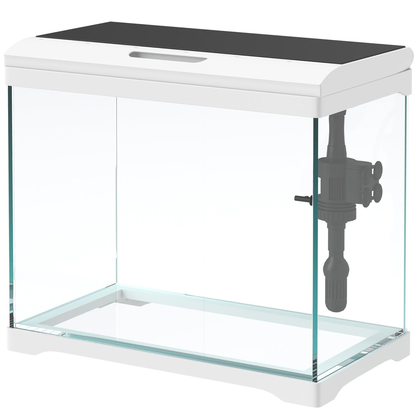 17L Fish Tank, Glass Aquarium with Filter System, LED Light, Water Pump, Fish Tank Starter Kits for Betta, Goldfish, Shrimps, White
