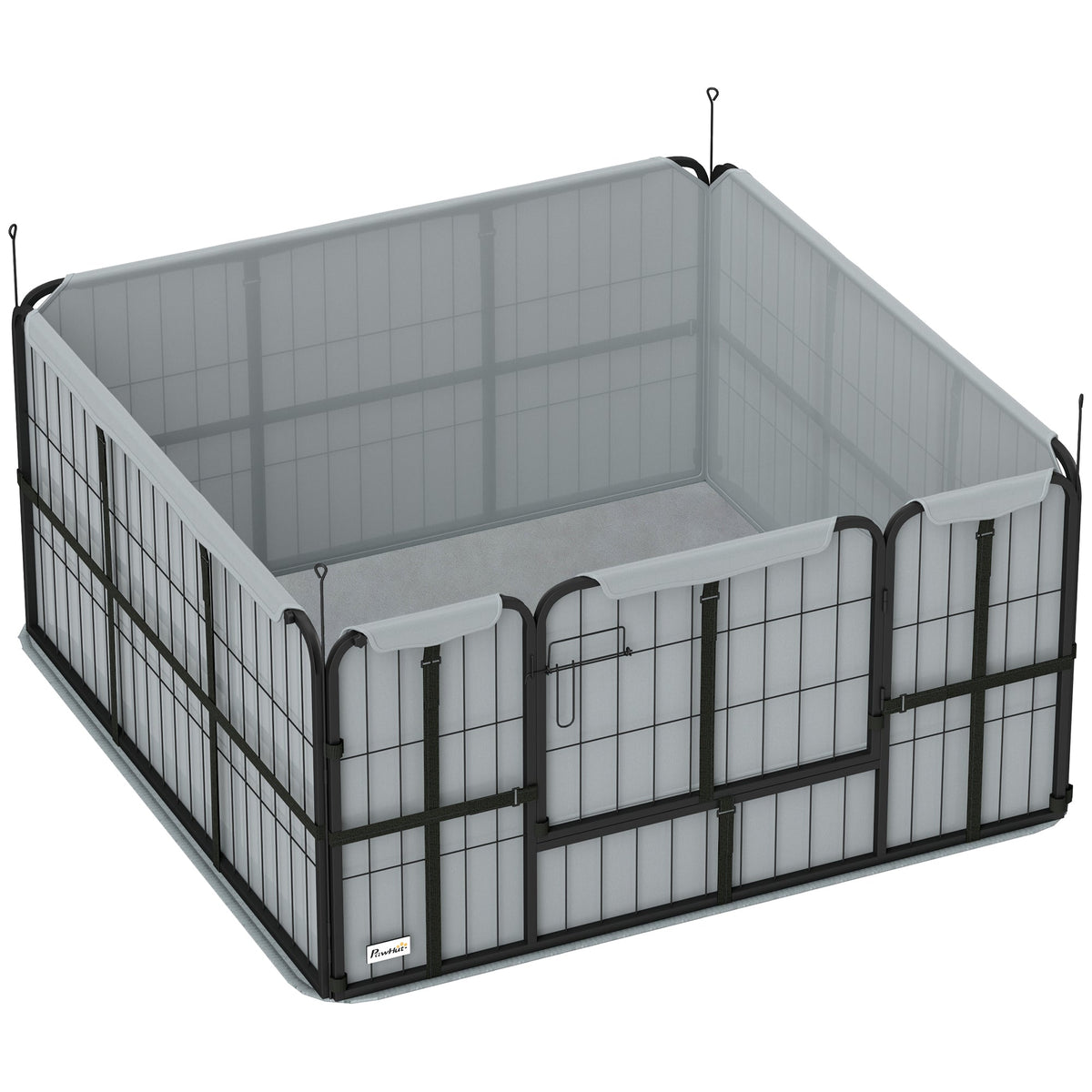 Whelping Box for Dogs and Puppies, 4 Panel Whelping Pen with Washable Whelping Pad, Wind-Resistant Cloth, Lockable Door, Dog Playpen for Small and Medium Breeds, 122 x 122 x 60cm