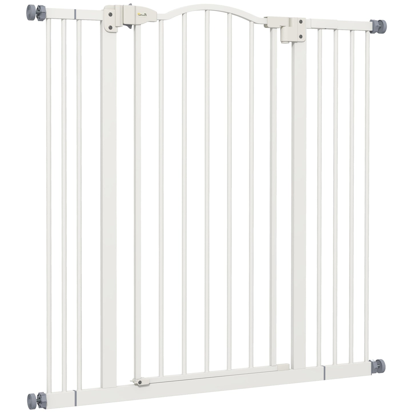 Pressure Fit Dog Stair Gate No Drilling Safety Gate Auto Close for Doorways, Hallways, 74-100cm Adjustable, 94cm Tall, White