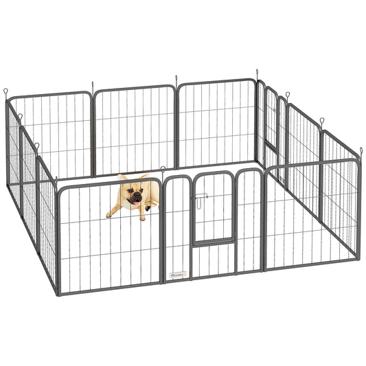 Dog Pen, 12 Panel Puppy Pen, Steel Dog Playpen, for Small Breeds, 60cm Tall, Black