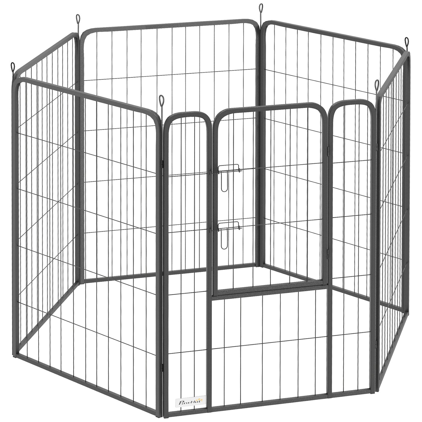 Dog Pen, 6 Panel Puppy Pen, Steel Dog Playpen, for Large Breeds, 100cm Tall, Black