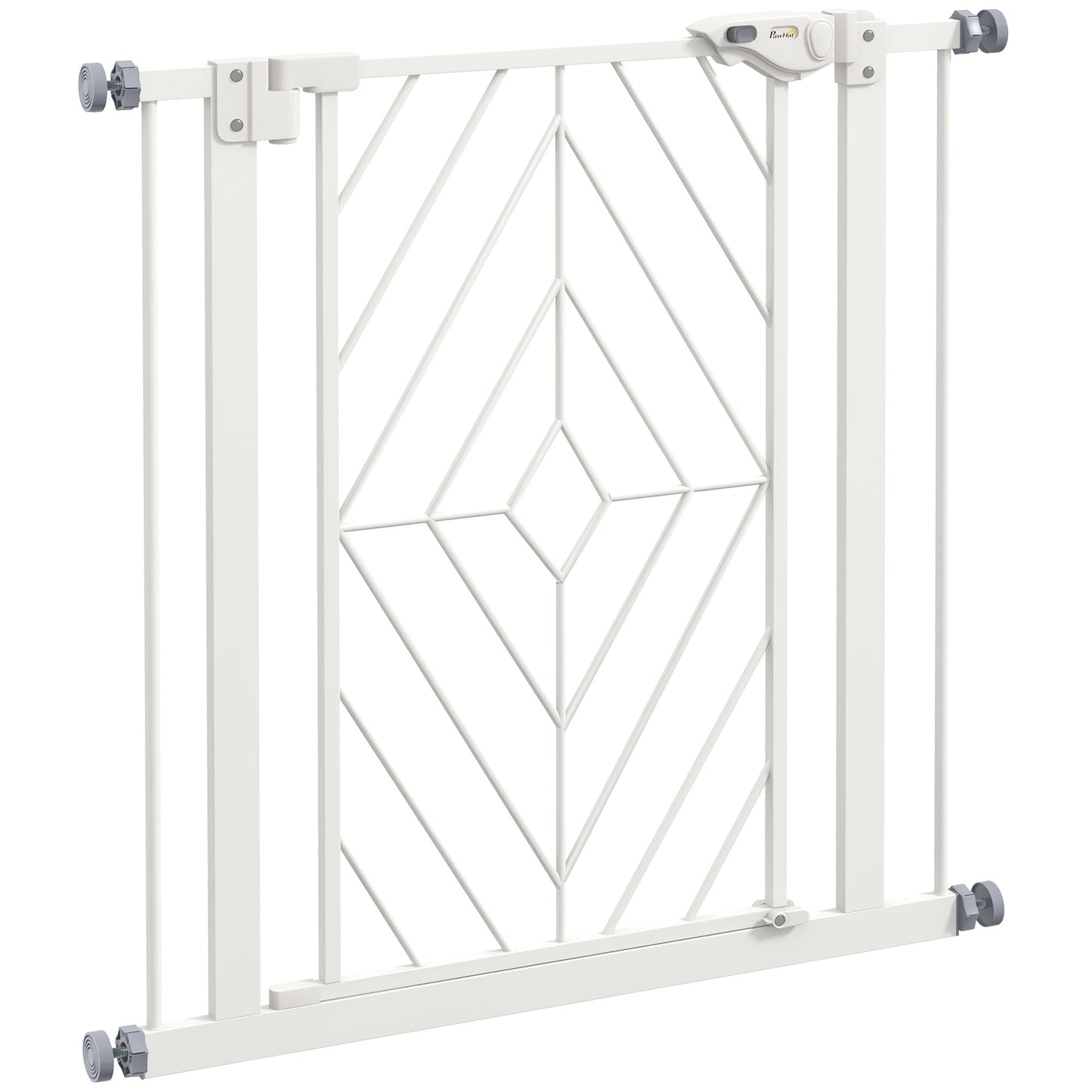 Pressure Fit Safety Gate for Doorways and Staircases, Dog Gate with Auto Closing Door, Pet Barrier for Hallways with Double Locking, Openings 74-80cm - White