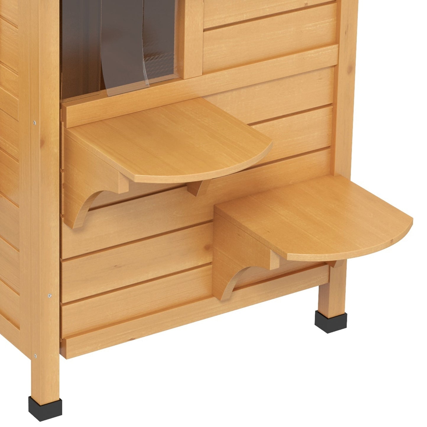 2-story Cat House Outdoor, Weatherproof Wooden Cat Enclosure for Feral Cats with Escape Door, Openable Roof, Jumping Platforms, Natural Wood Finish