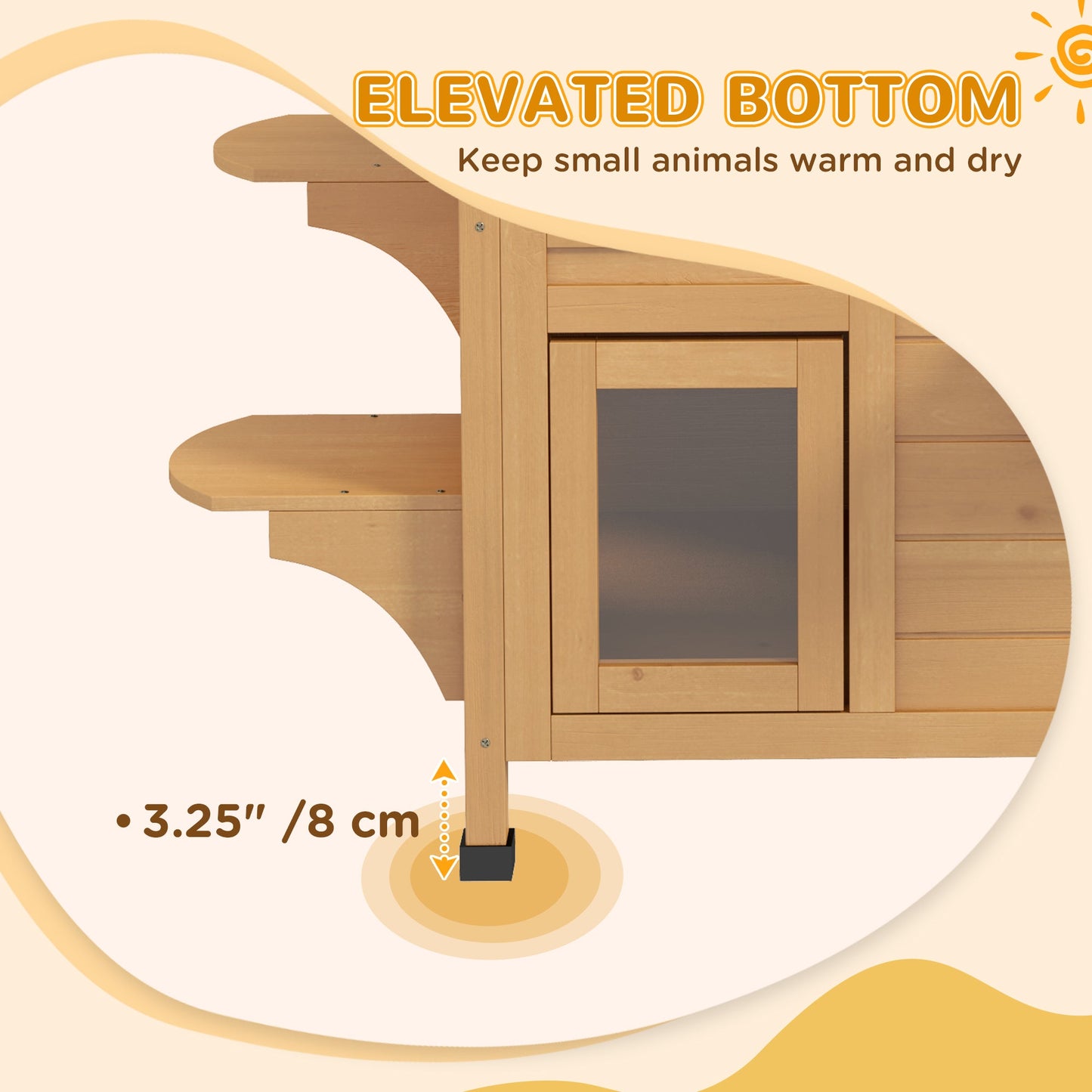 2-story Cat House Outdoor, Weatherproof Wooden Cat Enclosure for Feral Cats with Escape Door, Openable Roof, Jumping Platforms, Natural Wood Finish