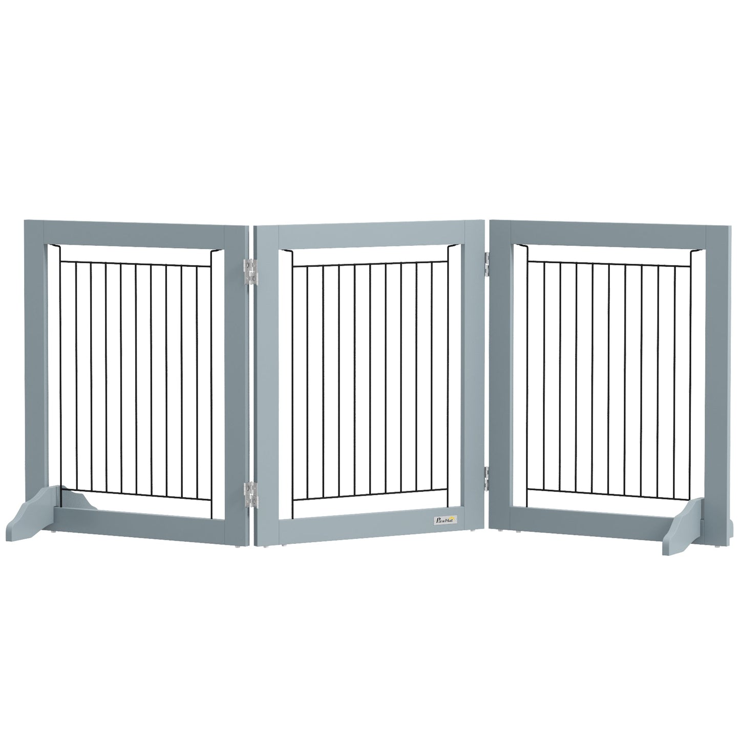 Freestanding Dog Cate, Foldable Wooden Pet Gate with  - 61cm Tall, for Stairways, Doorways, Hallways, Small Dogs - Grey