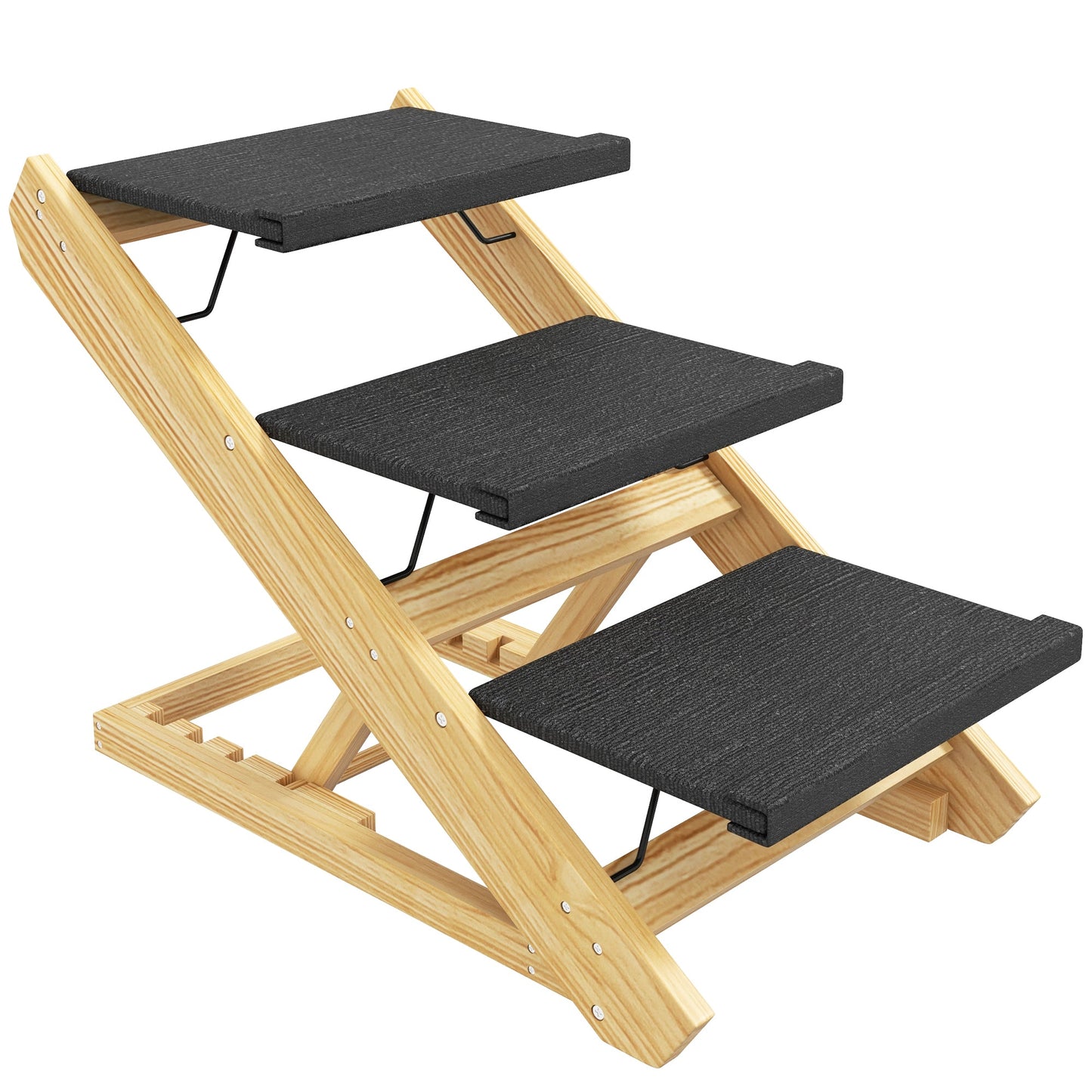 Dog Steps Dog Ramp, 3-Step Adjustable Height Pet Stairs for Medium Sized Dogs, Foldable Dog Stairs for Bed Sofa, with Non-slip Surface