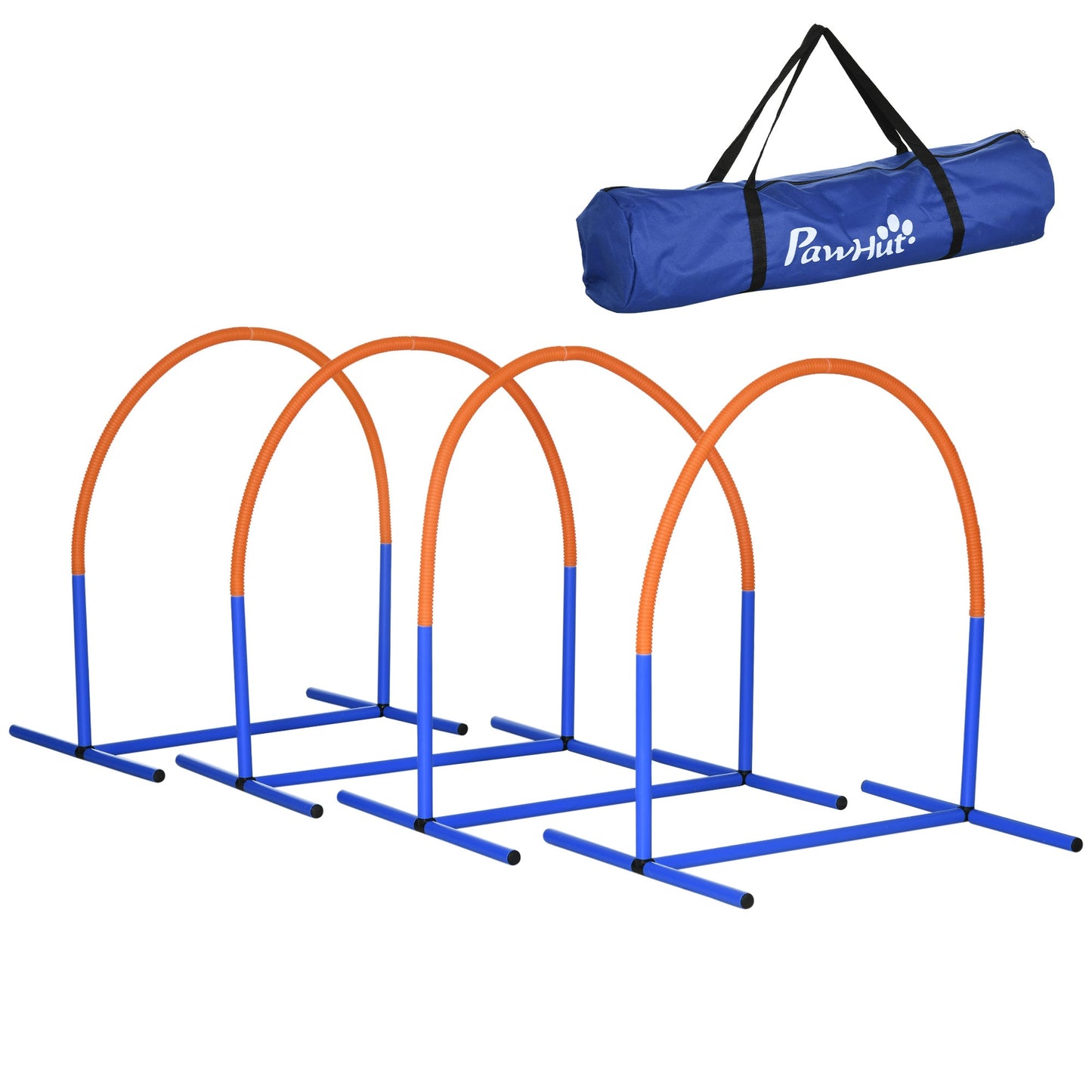 Dog Agility Equipment,4PCs Portable Dog Play Run Jump Obedience Training Set w/ Agility Bows, Carry Bag
