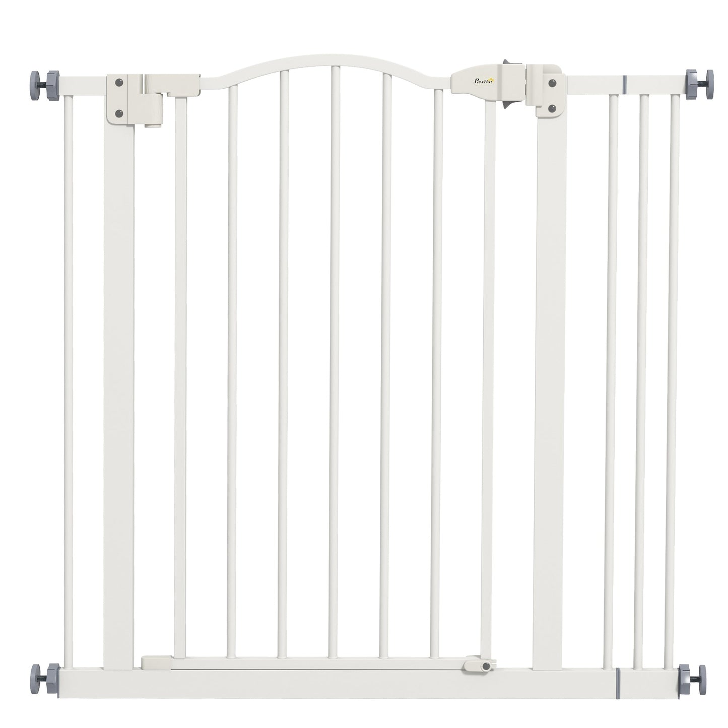 Pressure Fit Dog Stair Gate No Drilling Safety Gate Auto Close for Doorways, Hallways, 74-87cm Adjustable, 78cm Tall, White