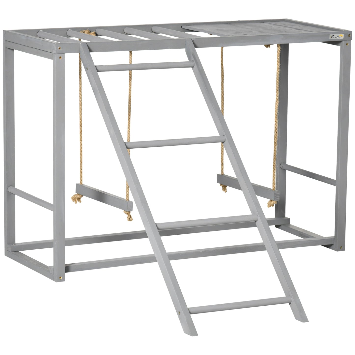 Chicken Activity Play with Swing Set, Wooden Chicken Coop Accessory with Multiple Chicken Perches & Hen Ladder for 3-4 Chickens, Grey