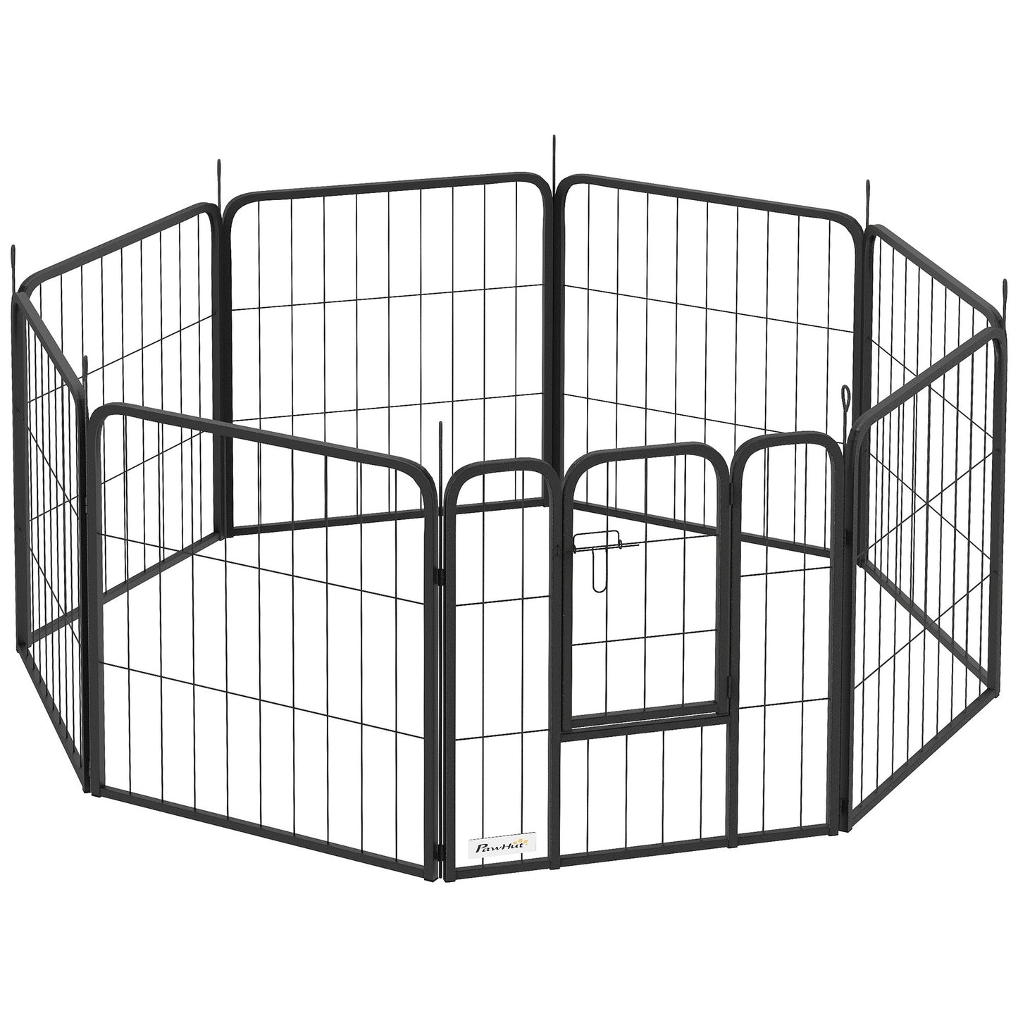 Dog Pen, 8 Panel Puppy Pen, Steel Dog Playpen, for Small Breeds, 60cm Tall, Black