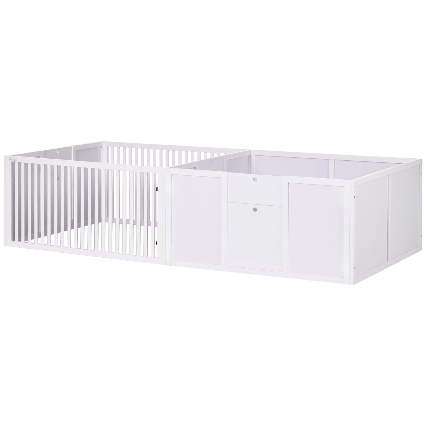 Whelping Box for Dogs, 2m x 1m Whelping Pen for Indoors, Pet Playpen with Three Doors, Two-Room Design