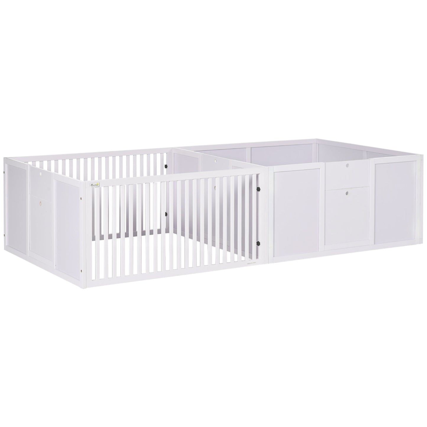 Whelping Box for Dogs, 2m x 1m Whelping Pen for Indoors, Pet Playpen with Three Doors, Two-Room Design