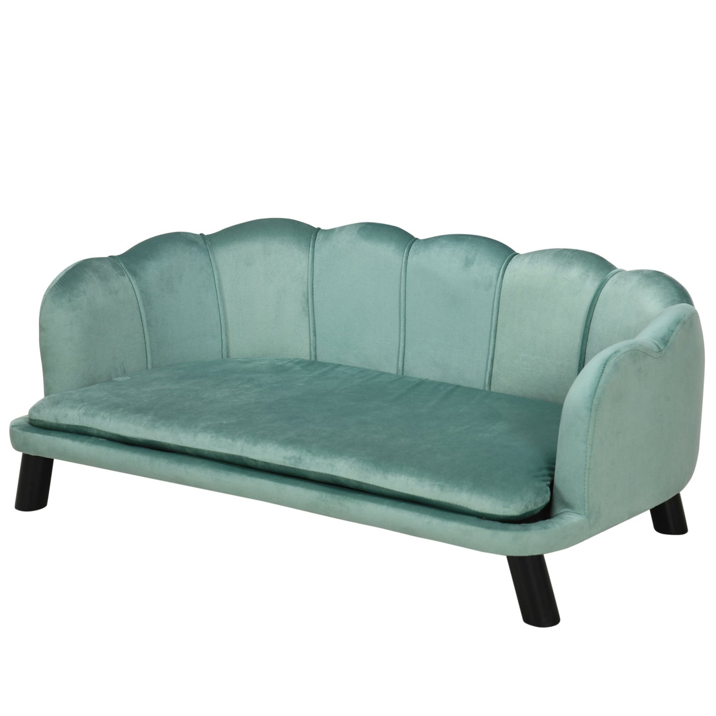 Dog Sofa for Medium, Large Dogs, Shell Shaped Pet Couch Bed with Legs, Cushion, Washable Cover - Green