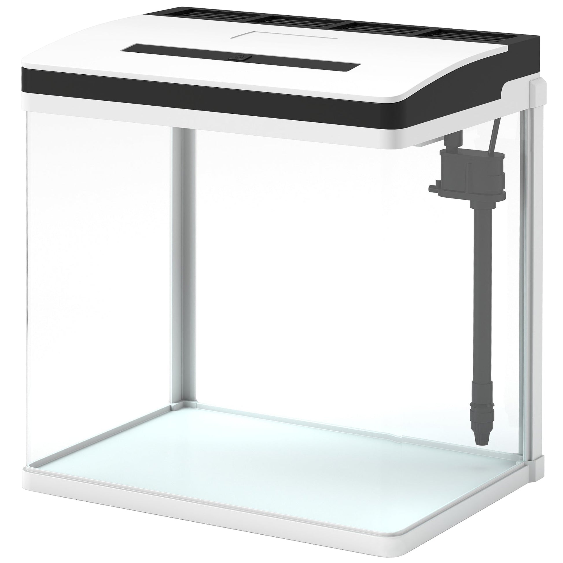 Aquarium, 13L Glass Fish Tank with Filter, LED Lighting, Water Pump, for Bettas, Guppies, Mini Parrot Fishes, Shrimp, Goldfish, 29 x 20 x 30.5cm