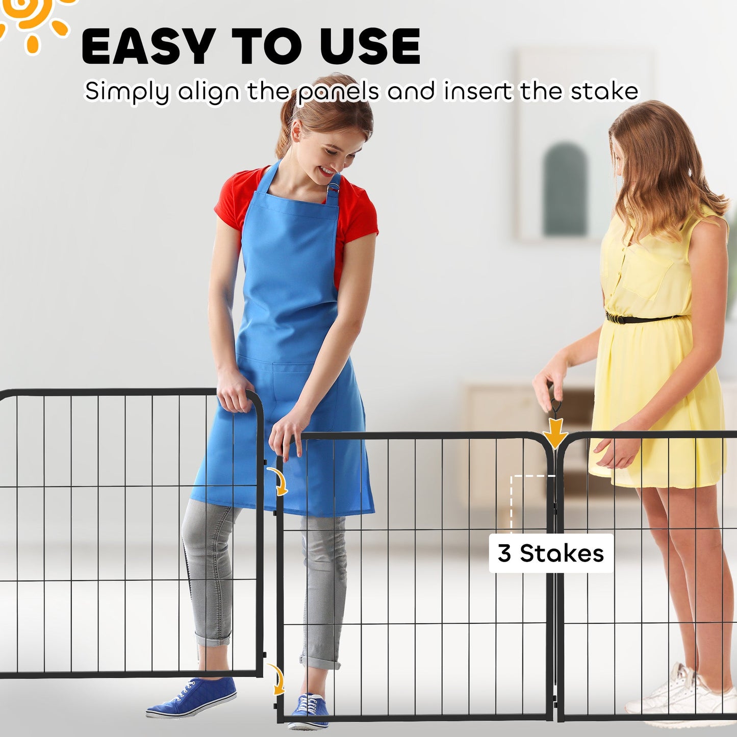 Dog Pen, 2 Panel Puppy Pen, Portable, Detachable, For Small Dogs, 60cm Tall, Black