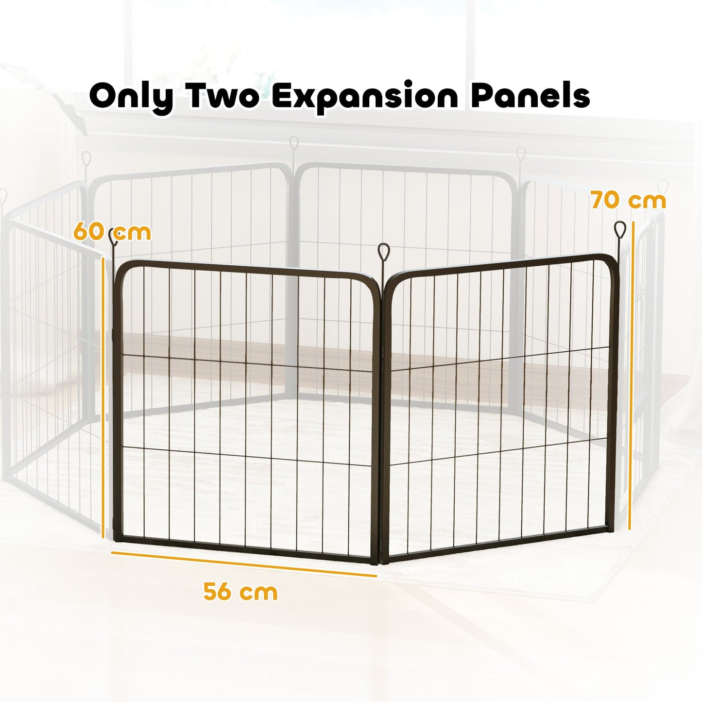 Dog Pen, 2 Panel Puppy Pen, Portable, Detachable, For Small Dogs, 60cm Tall, Black