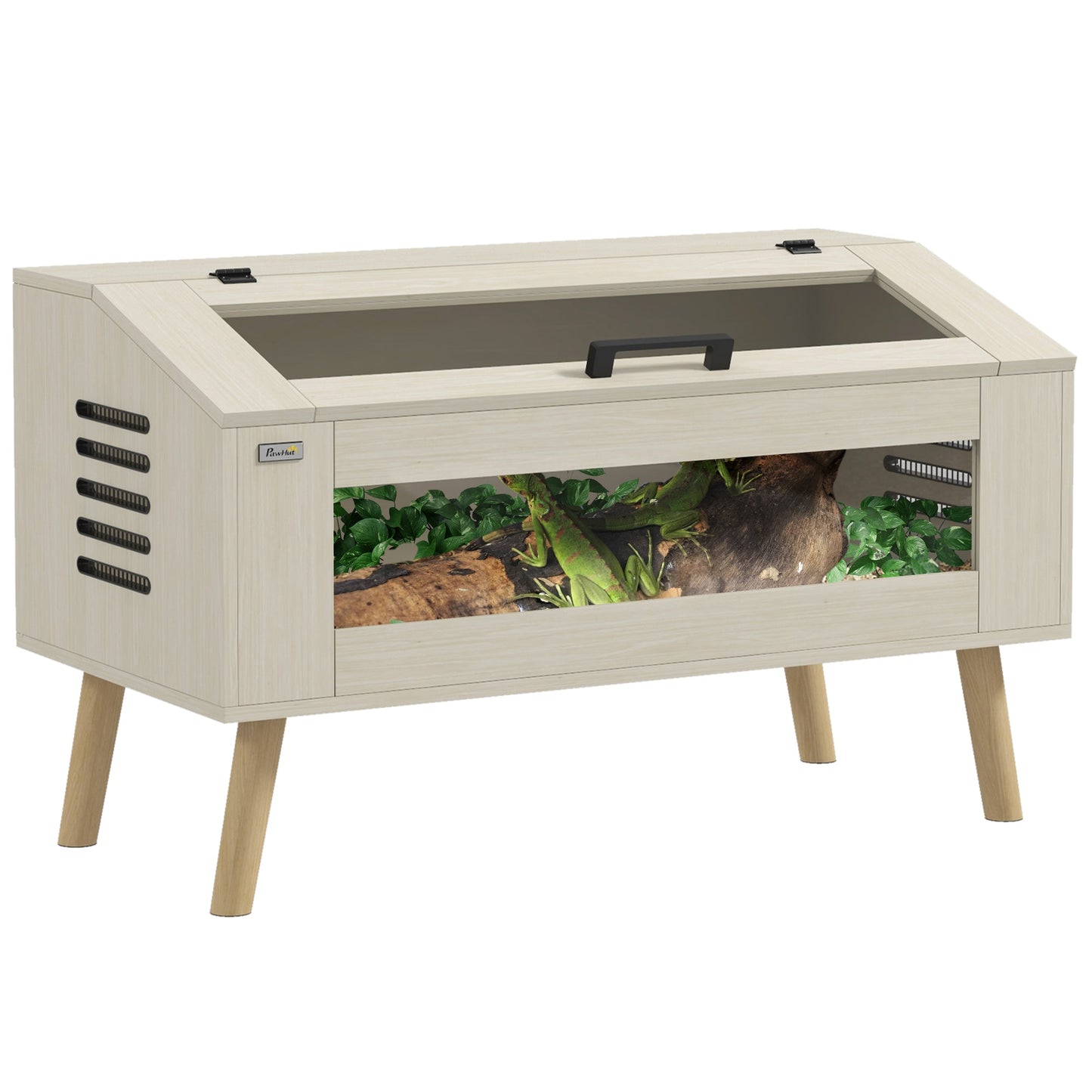 140L Reptile Vivarium Terrarium with Tempered Glass Windows, Openable Top for Snake Lizards, Horned Frogs, Chameleons, Hamsters, Gerbils, 100 x 50 x 60cm