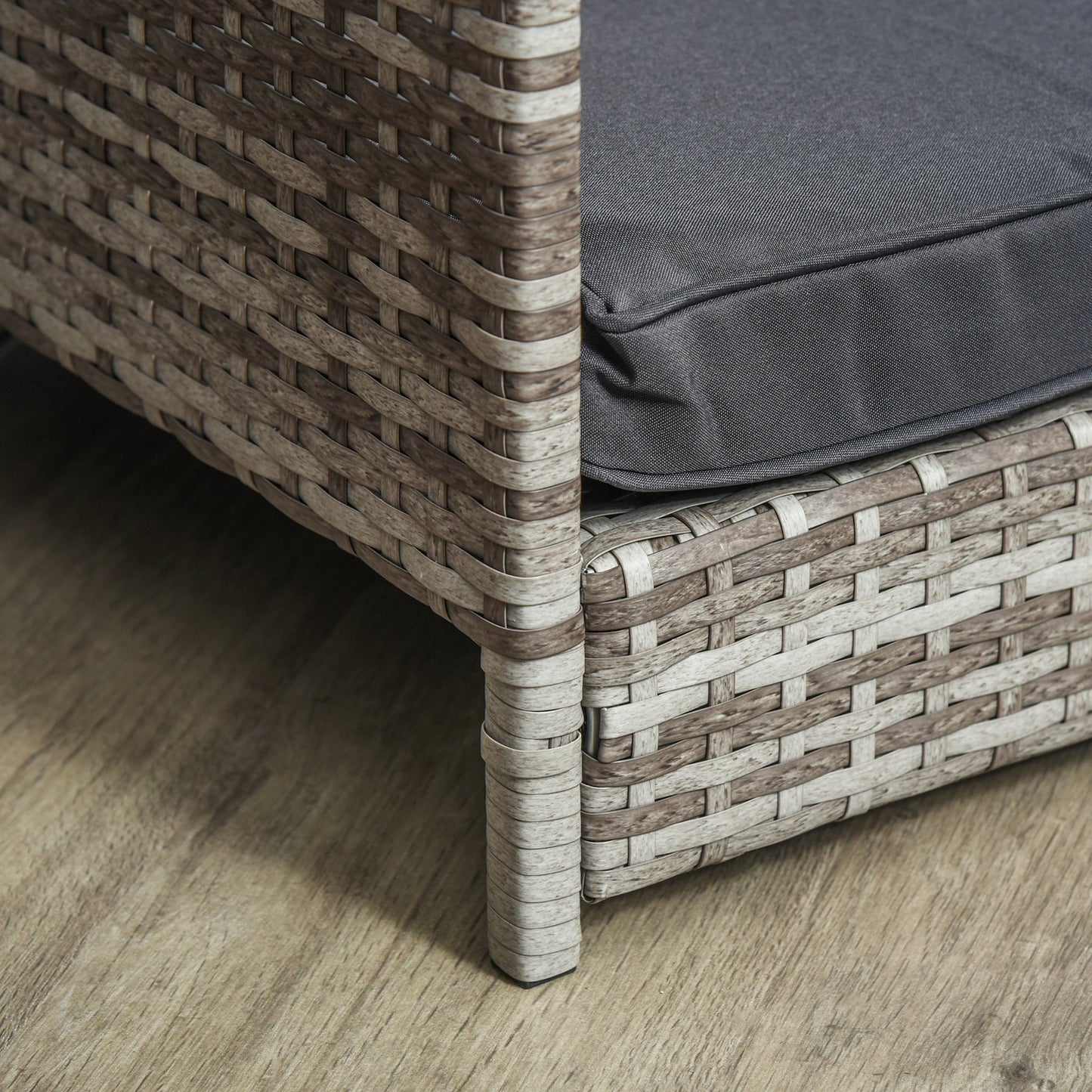 Wicker Dog Bed, Elevated Rattan Dog House with Removable Cushion and Canopy, for Small and Medium Dogs, 98 x 69 x 70cm - Dark Grey