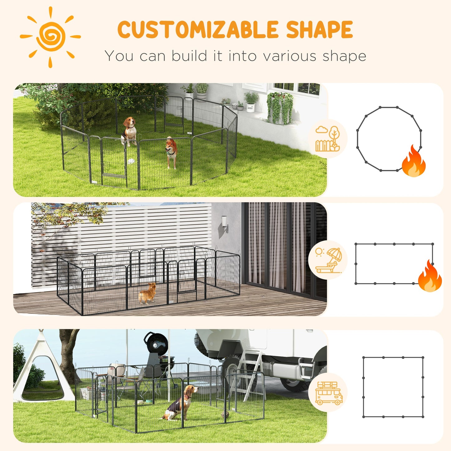 Dog Pen 12 Panels Puppy Pen Heavy Duty Pet Playpen for Indoor Outdoor for Dogs, Rabbits, Ducks 80cm High