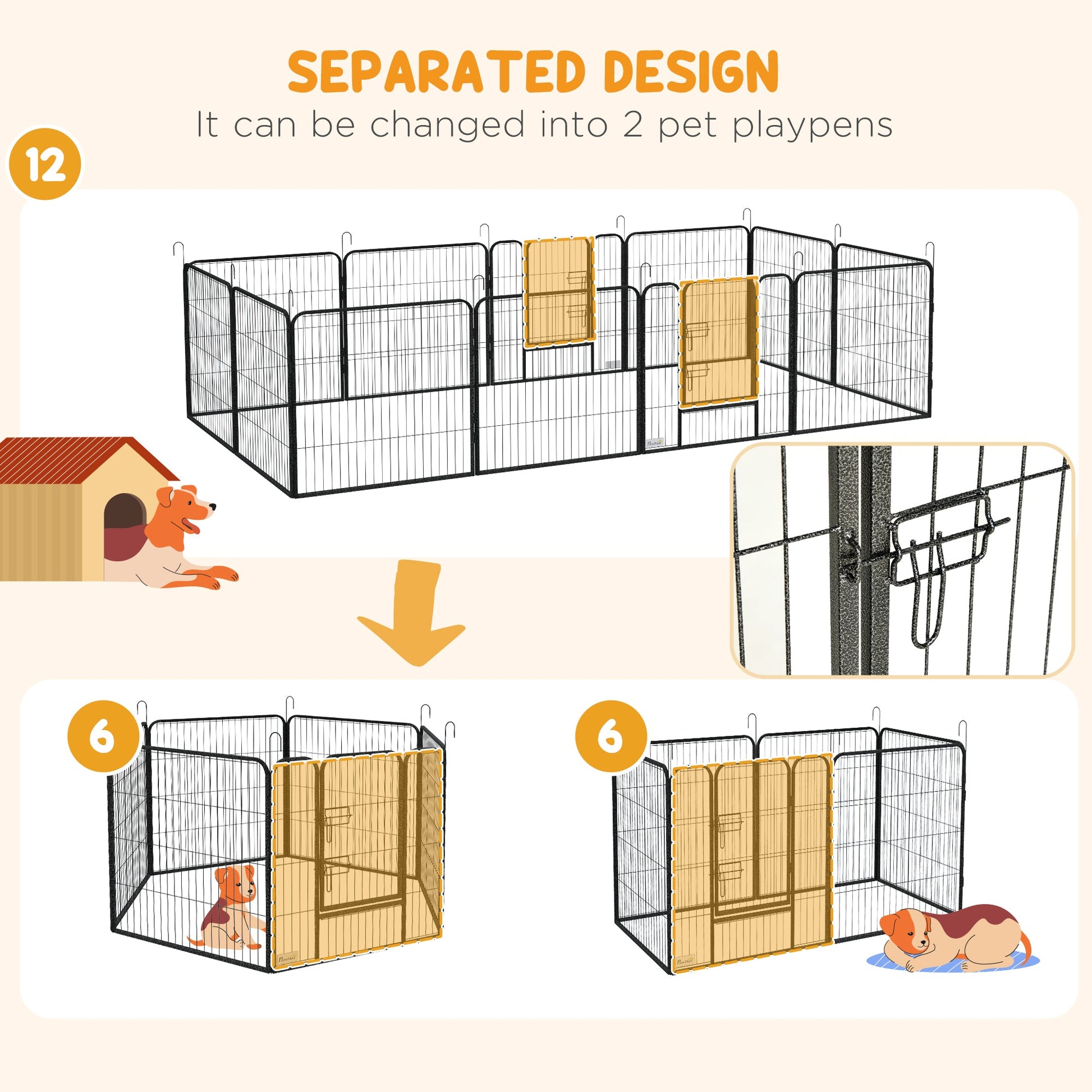 Dog Pen 12 Panels Puppy Pen Heavy Duty Pet Playpen for Indoor Outdoor for Dogs, Rabbits, Ducks 80cm High