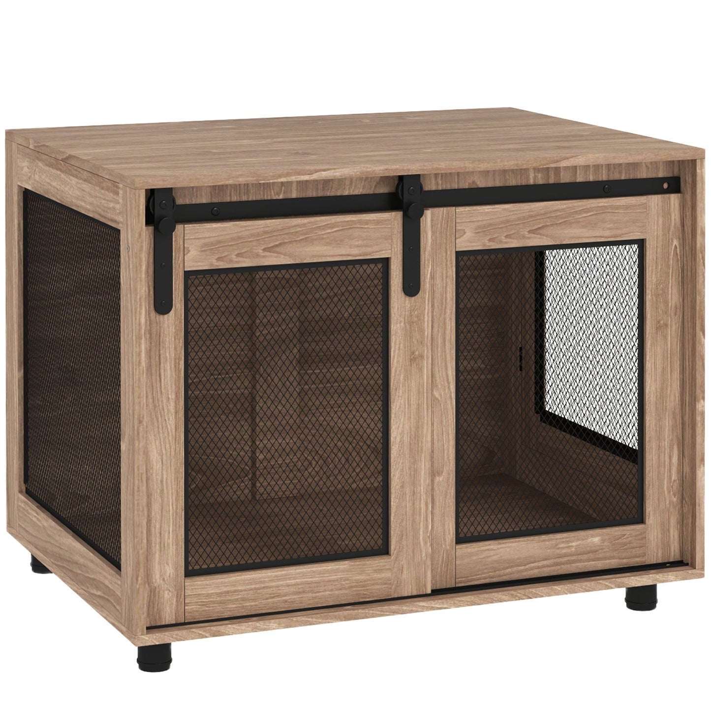 Dog Crate Furniture, Dog Cage End Table with Sliding Door, Pet Kennel for Medium Breeds, 80 x 58.5 x 63cm, Walnut Brown