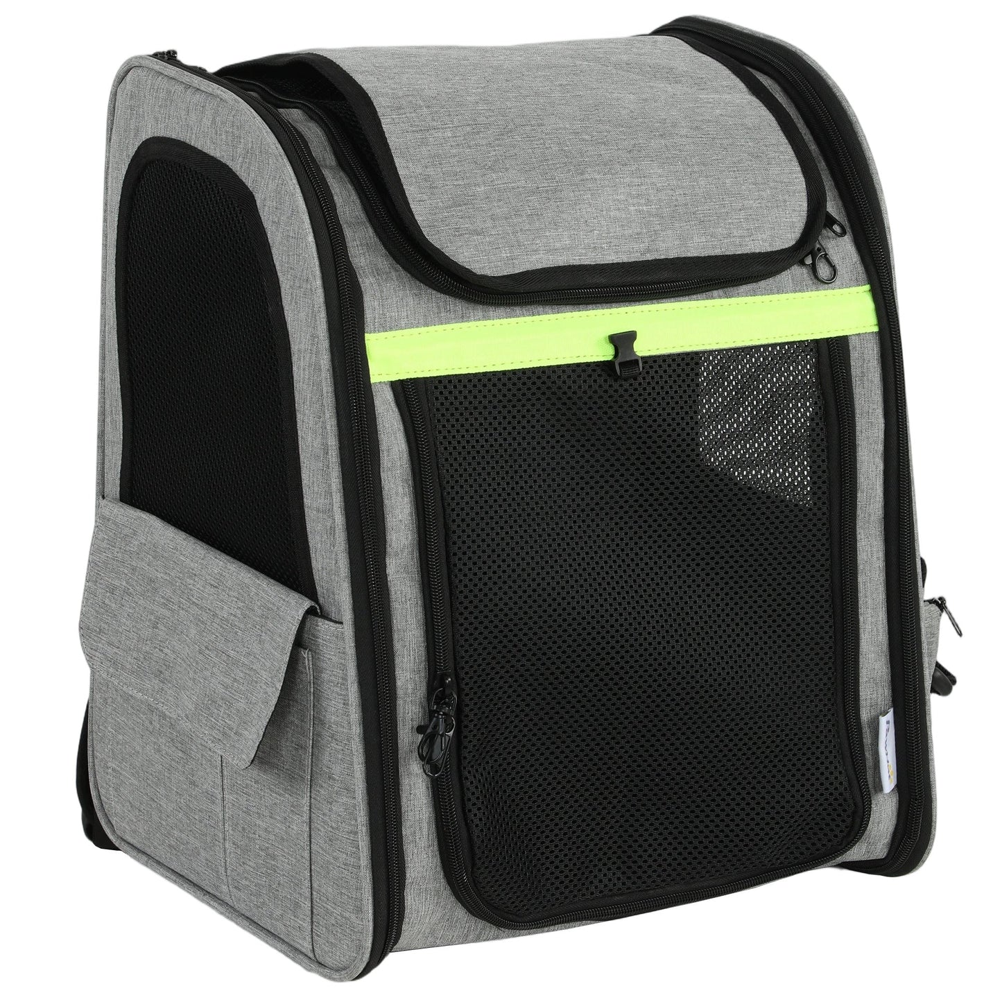Dog Carrier Backpack Expandable, Breathable Pet Carrier Bag for Small Puppy Cat with Reflective Strip and 5 Pockets, for Travel Hiking Walking Camping, Light Grey