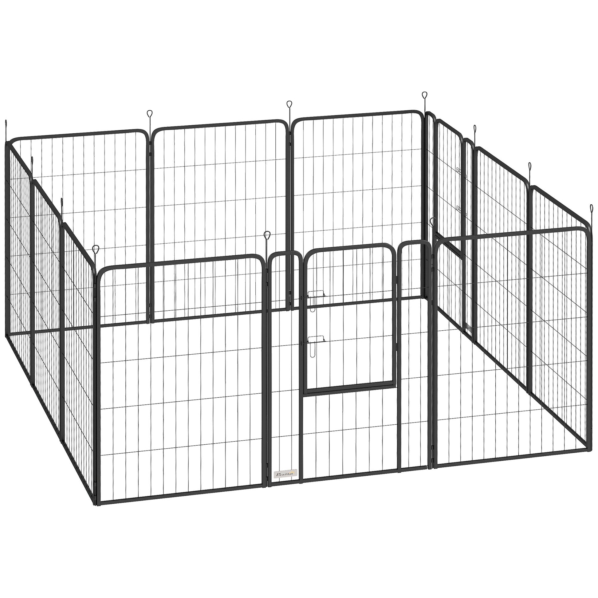Dog Pen, 12 Panel Puppy Pen, Steel Dog Playpen, for Medium Breeds, 100cm Tall, Black