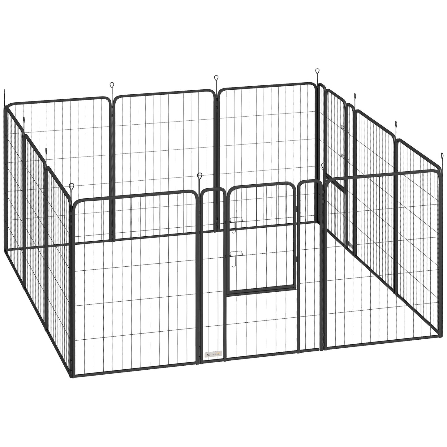 Dog Pen, 12 Panel Puppy Pen, Steel Dog Playpen, for Medium Breeds, 100cm Tall, Black