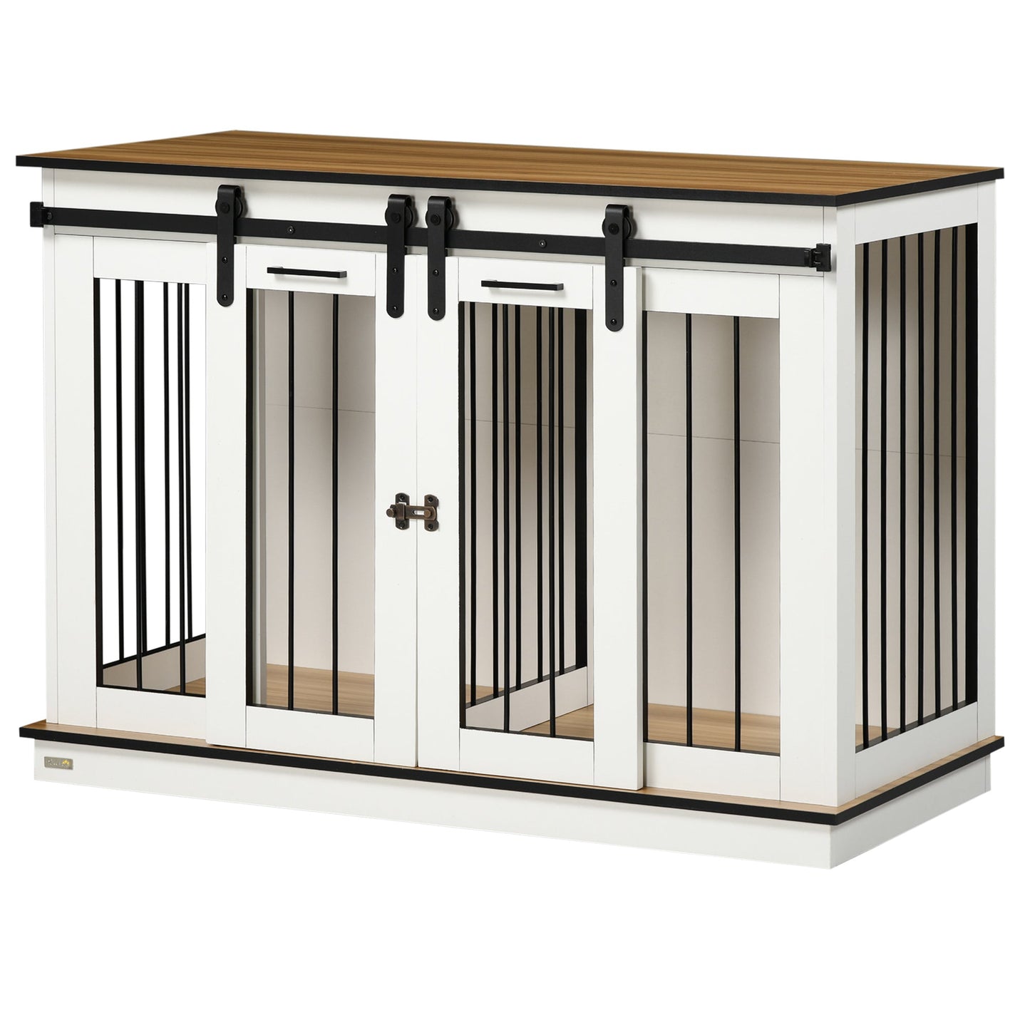 Dog Crate Furniture for Large Dog, Double Dog Cage for Small Dogs with Divider, Sliding Doors - White
