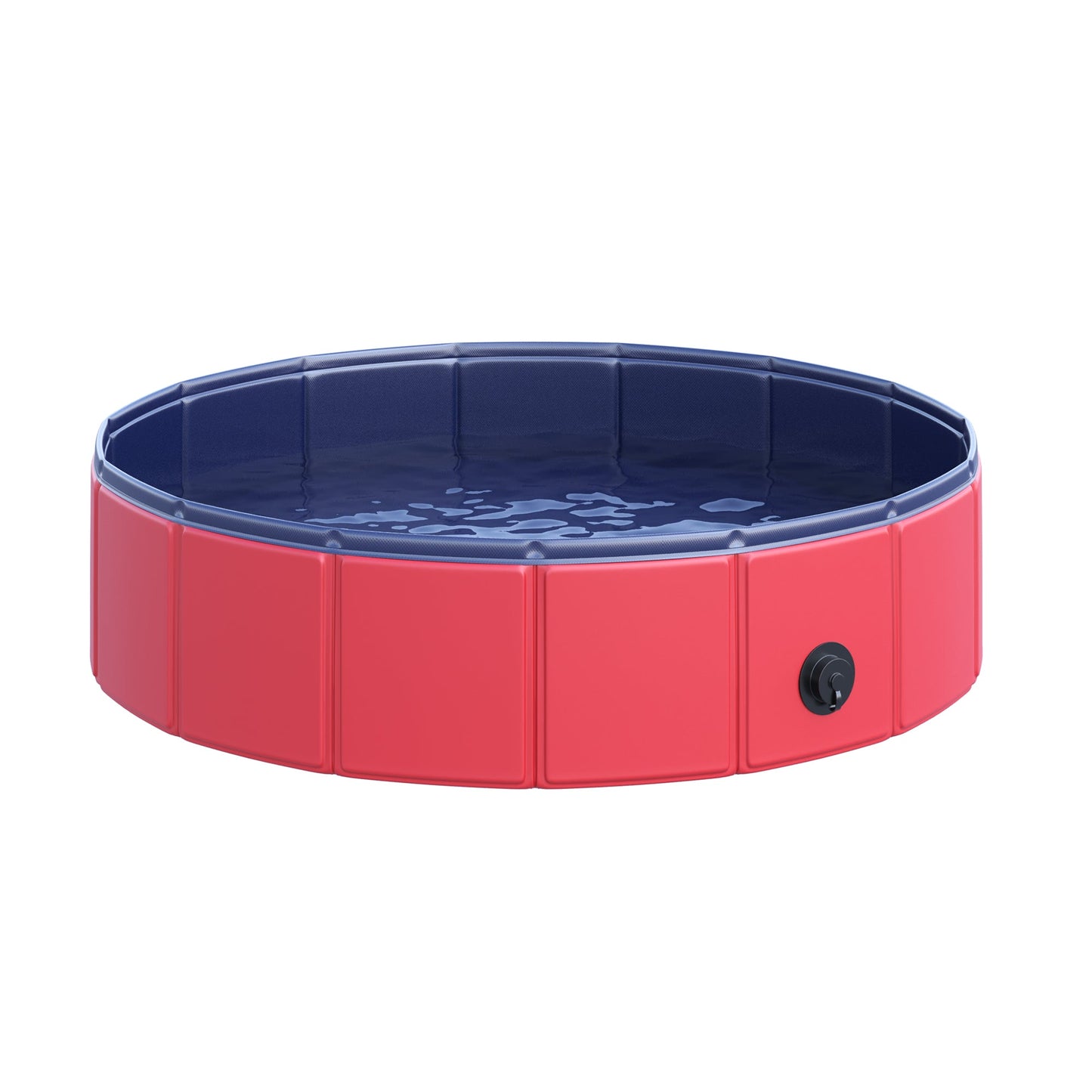 Foldable Dog Pool, 80 x 20 cm Pet Paddling Pool with Wood Board Support and Anti-Slip Bottom, Portable Doggy Paddling Pool for Garden and Outdoor Use, Red
