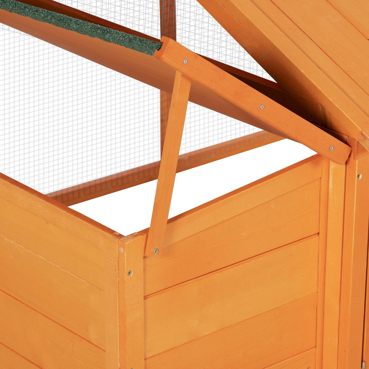 Chicken Run, Wooden Chicken Coop with Nesting Box, Openable Roof for 4-8 Chickens, Rabbits, Ducks, for Garden - Orange