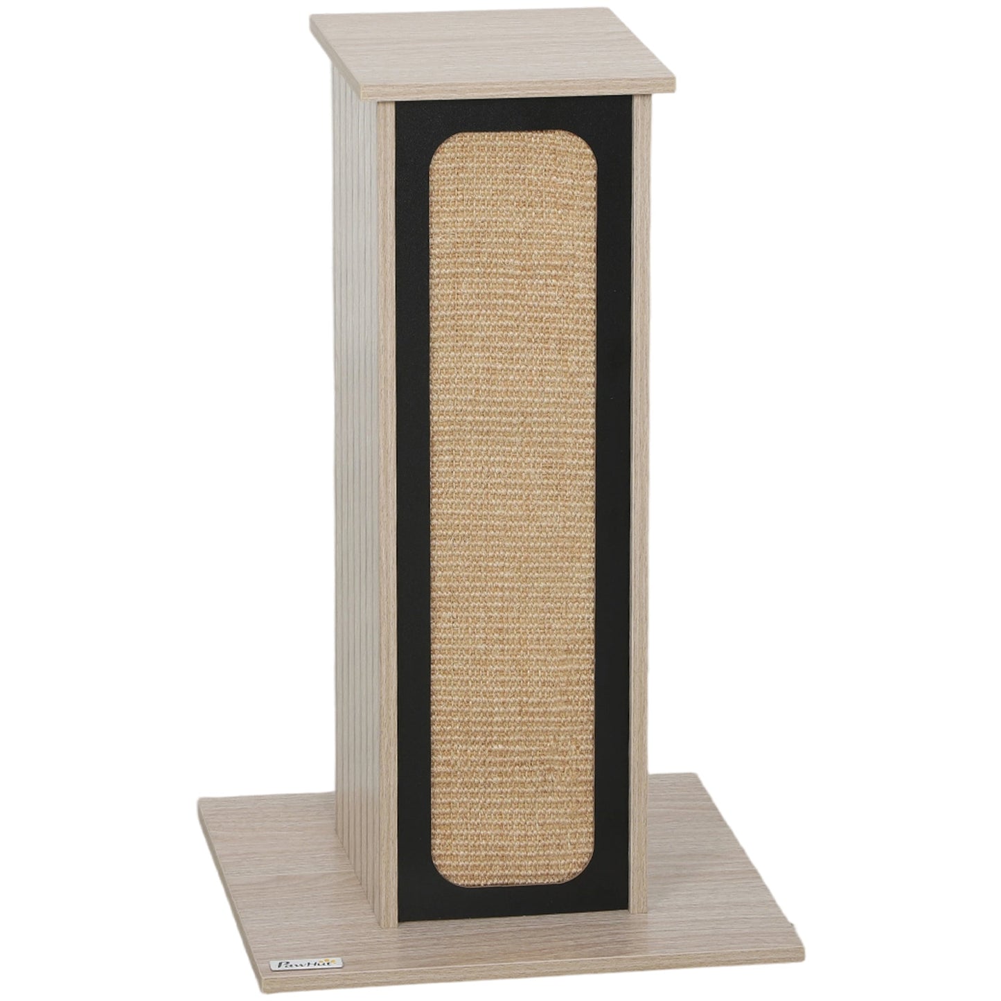 Cat Scratching Post, 63 cm Tall Scratcher with Replaceable Scratching Board, Top Perch, Natural Sisal Scratch Mat, for Large Cats and Kittens, Oak