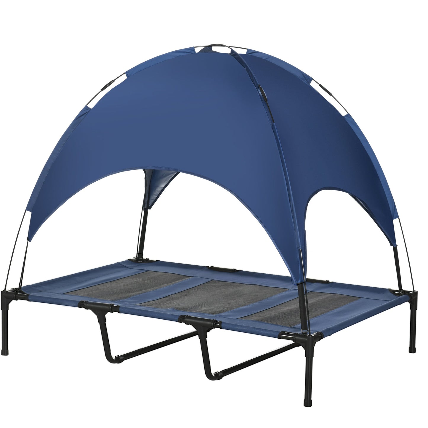 Raised Dog Bed Waterproof Elevated Pet Cot with Breathable Mesh UV Protection Canopy Blue, for XL Dogs, 122 x 92 x 108cm