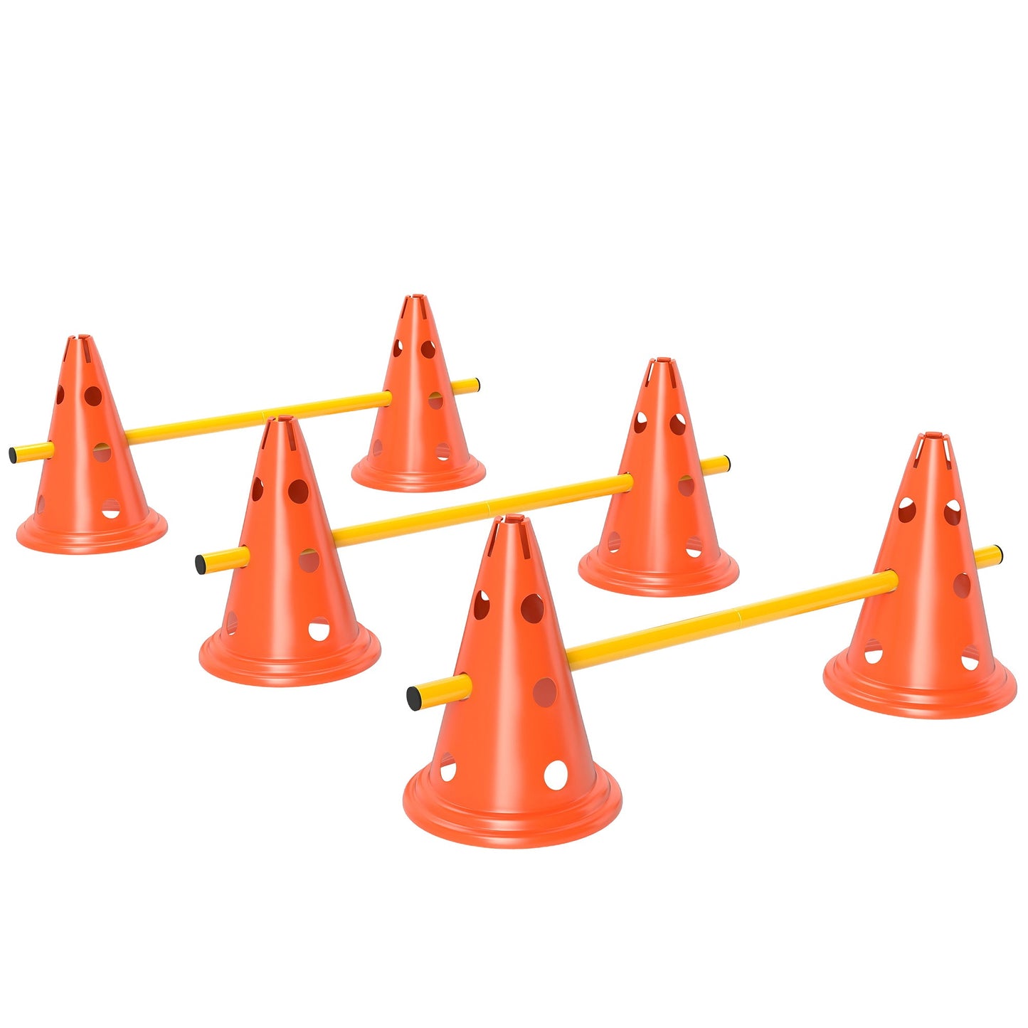 Dog Agility Set, Portable Pet Jump Training Equipment Kit for Six Cones, Six Poles with Carry Bag, Three-Piece Adjustable Height Jumping Obstacles, Orange