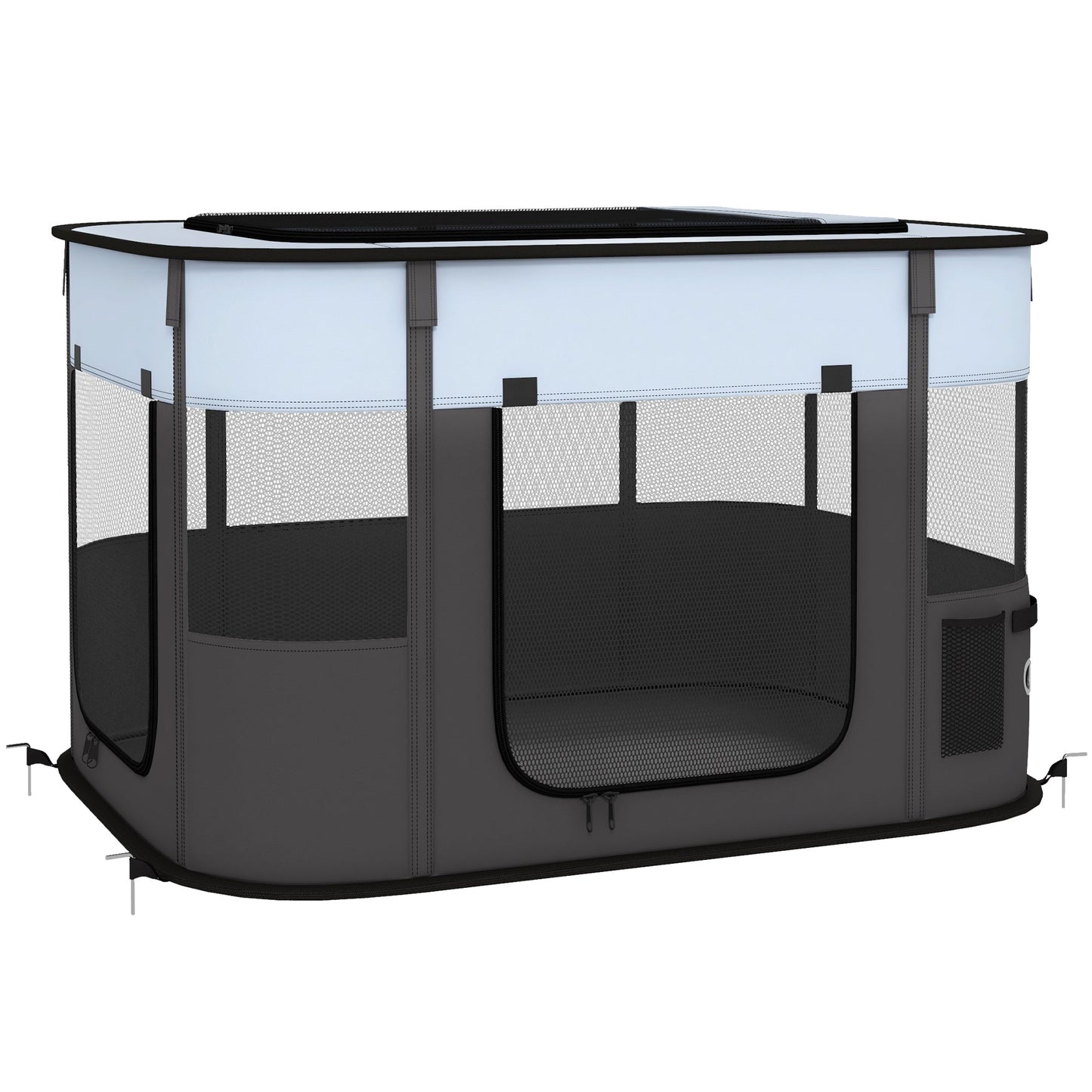 Dog Pen, Pet Playpen, Portable Foldable Dog Cat Playpen Soft Pet Cage with Storage Bag for Puppies, Rabbits, Kittens, Guinea Pigs, 94 x 74 x 60cm - Grey