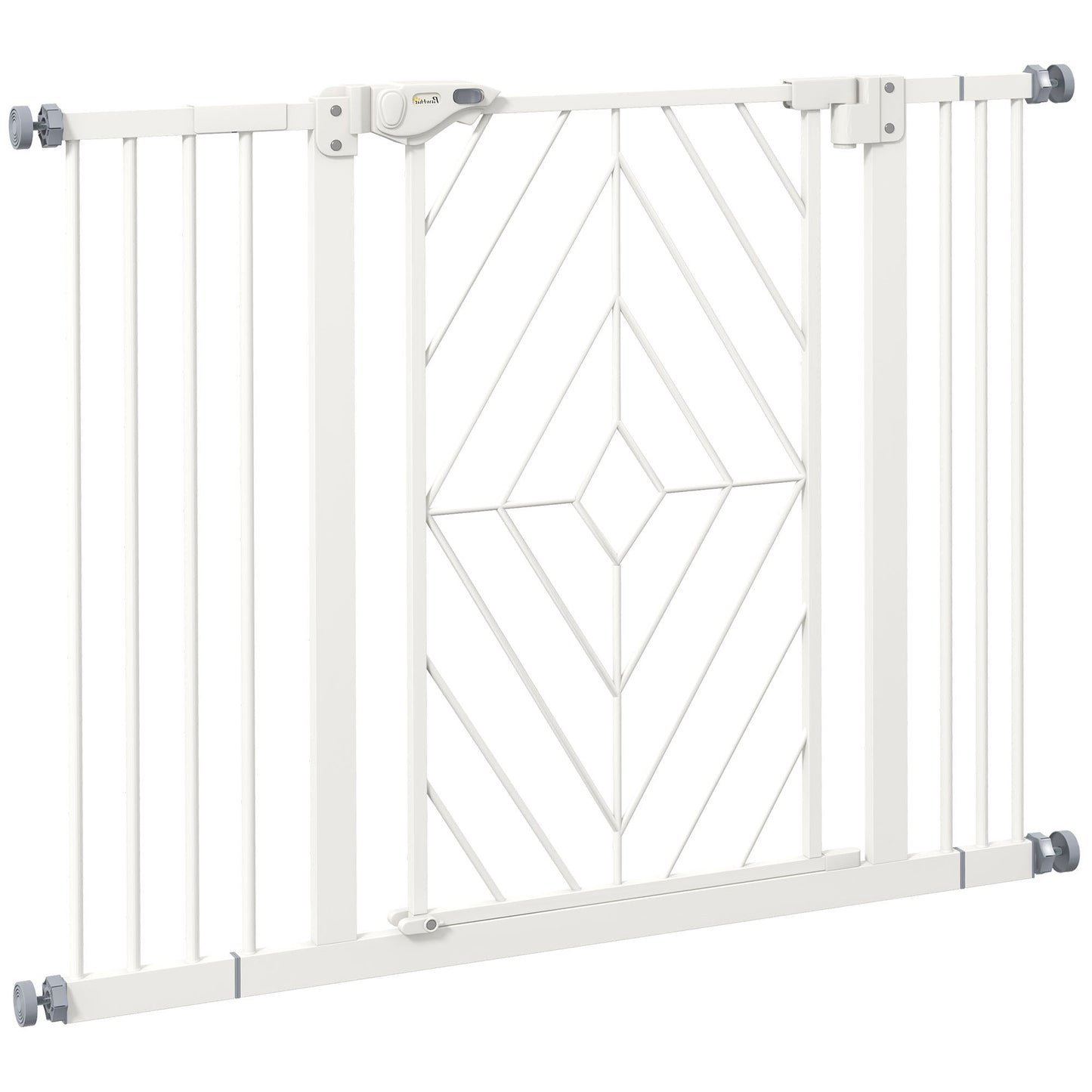 Pressure Fit Safety Gate for Doorways and Staircases, Dog Gate with Auto Closing Door, Pet Barrier for Hallways with Double Locking, Openings 74-100cm - White
