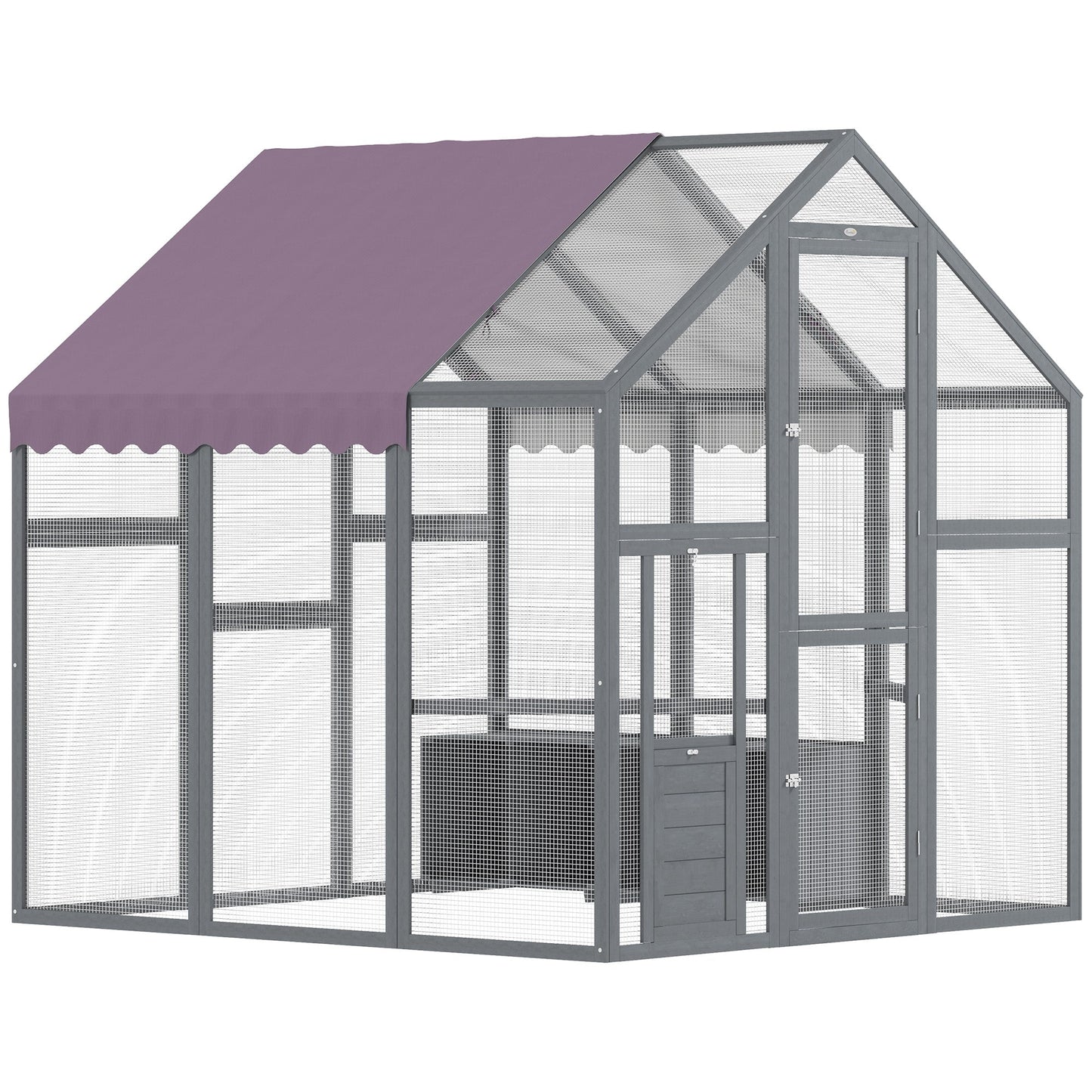 Chicken Run, Large Wooden Walk In Chicken Coop with Waterproof Cover, Split Door, 2 Nesting Boxes, 2 Roosting Bars, Poultry Hen Cage for 6-8 Chickens, Ducks, Geese, Rabbits, 1.7 x 1.8 x 1.8 m